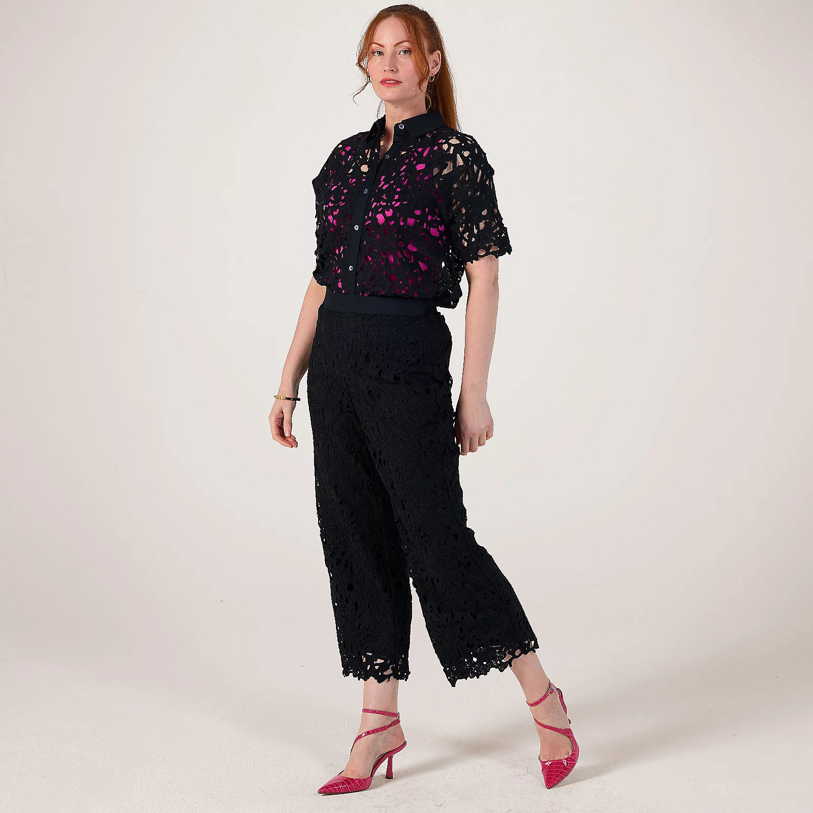 Wynne Collection Graphic Lace Trousers