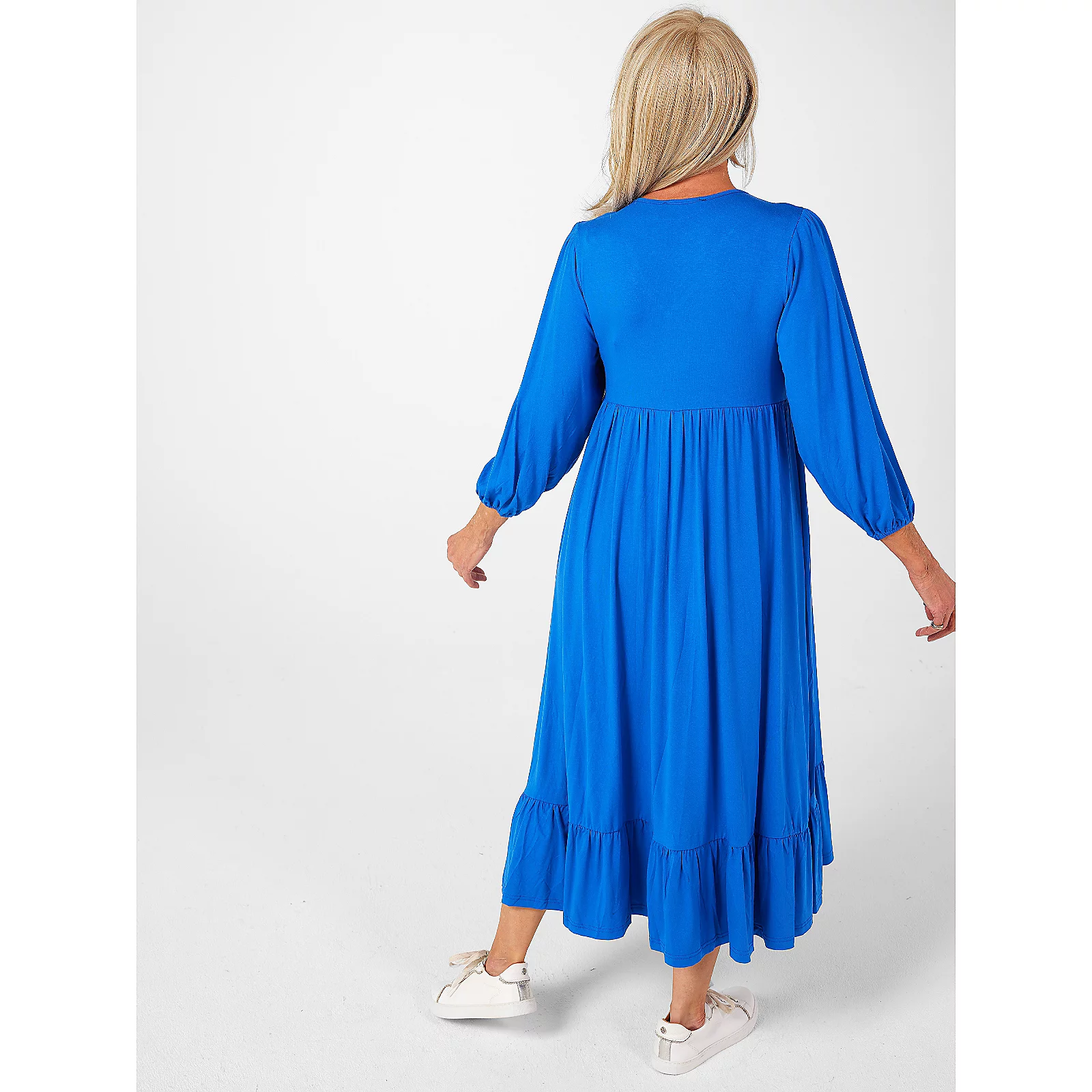 Frank Usher V-Neck Jersey Dress with Puff Sleeves 3 Frank Usher V-Neck Jersey Dress with Puff Sleeves