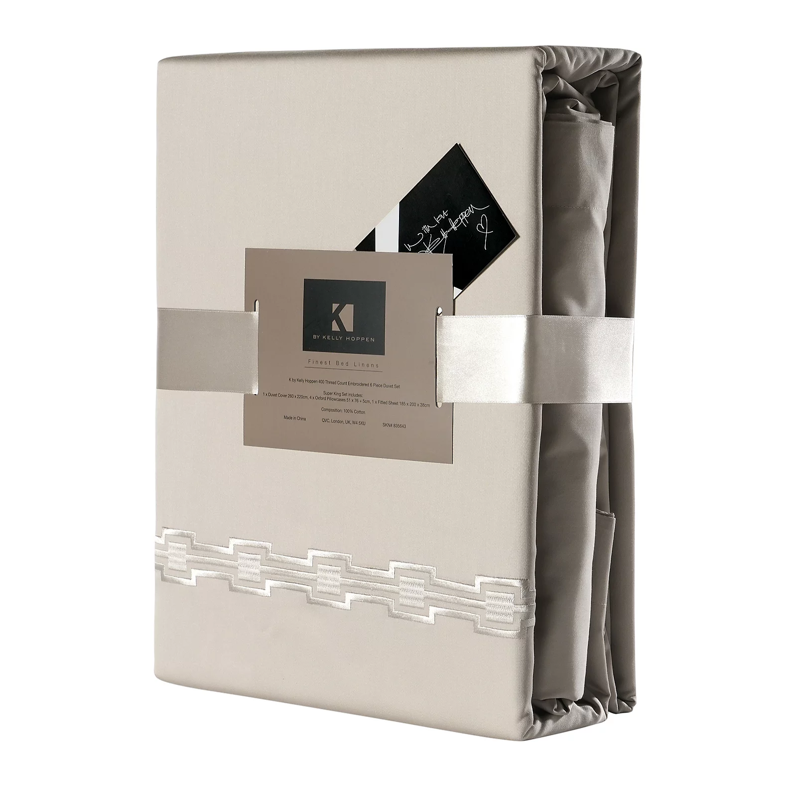 K by Kelly Hoppen 100% Cotton 400TC Embroidered 6pc Duvet Set
