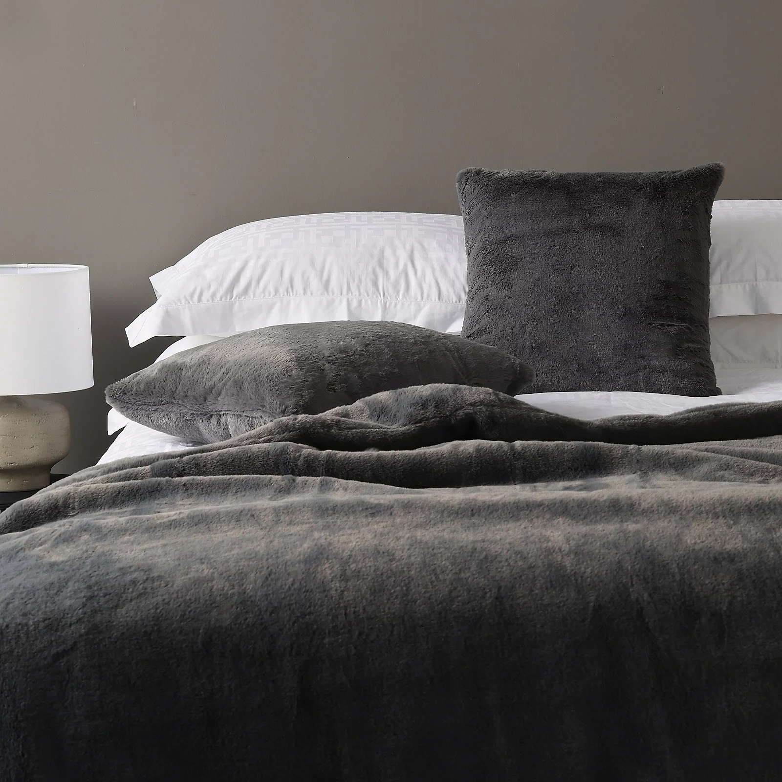K by Kelly Hoppen Luxury Faux Fur Throw & Set of 2 Cushions