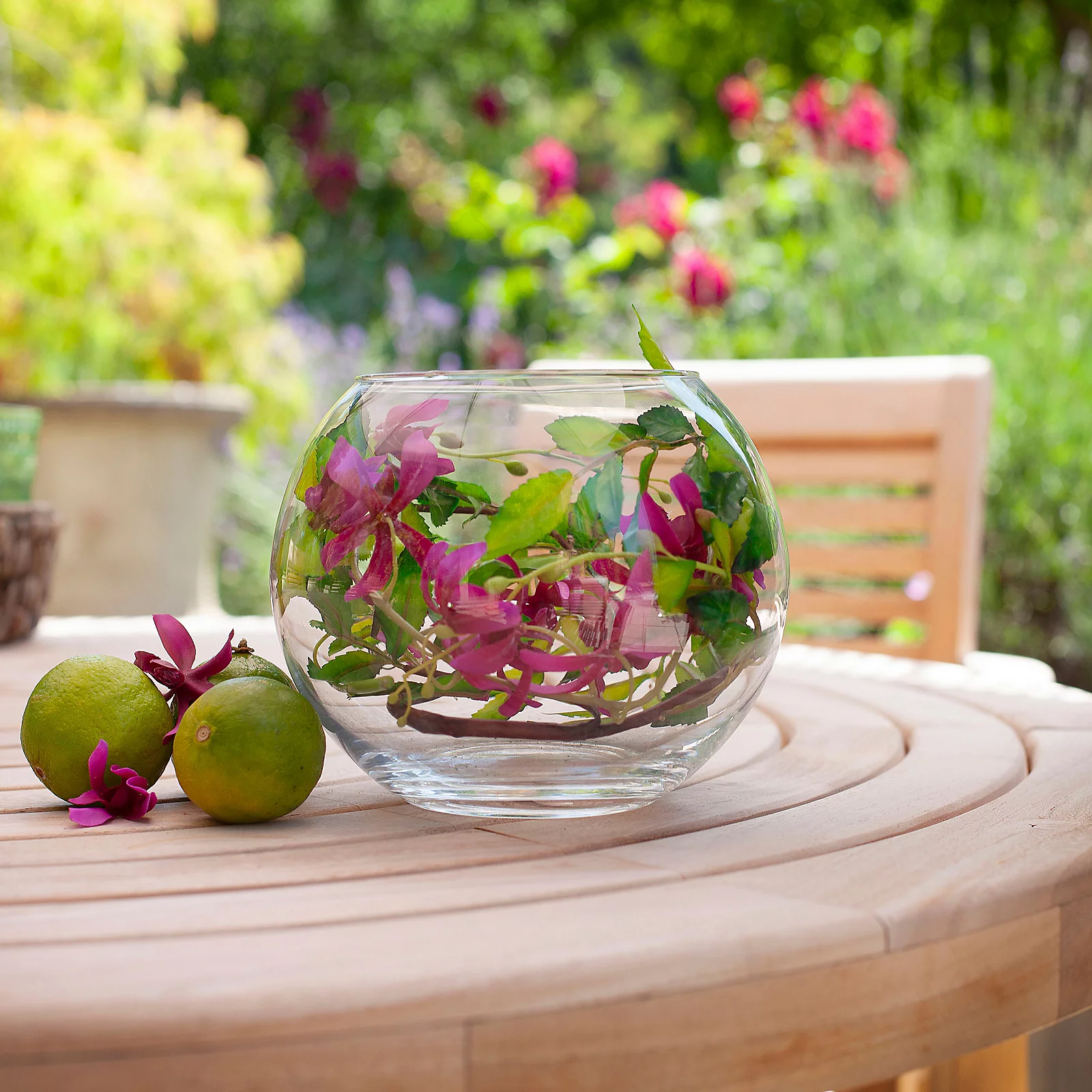Peony Dancing Orchid & Foliage in Fish Bowl