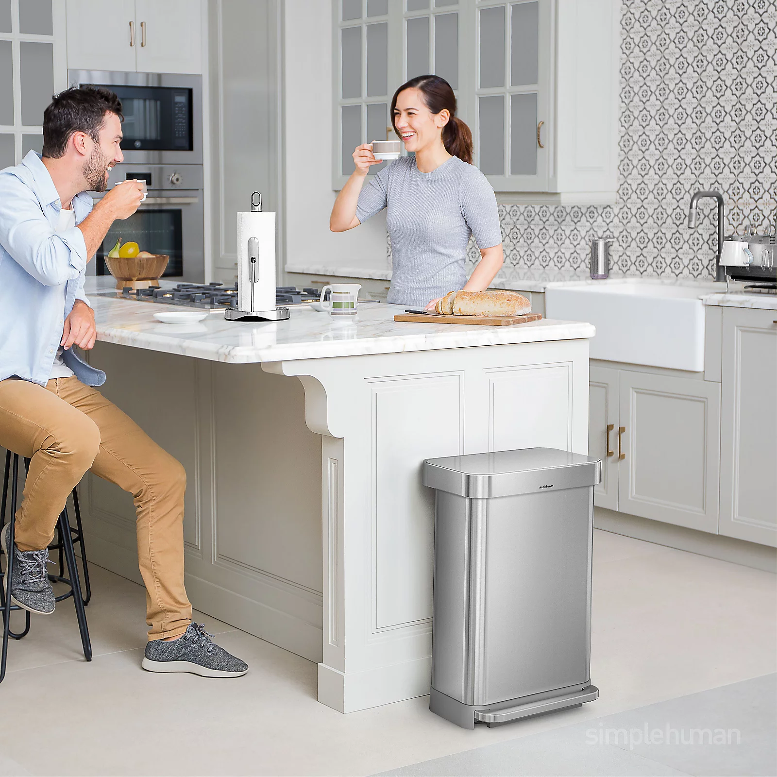 Simplehuman 45L Single Compartment Pedal Bin Brushed +80 Liners