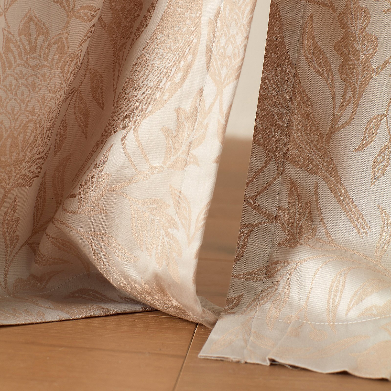 Secret Linen Store Birdie 100% Cotton Jacquard Pencil Pleat Curtain Pair