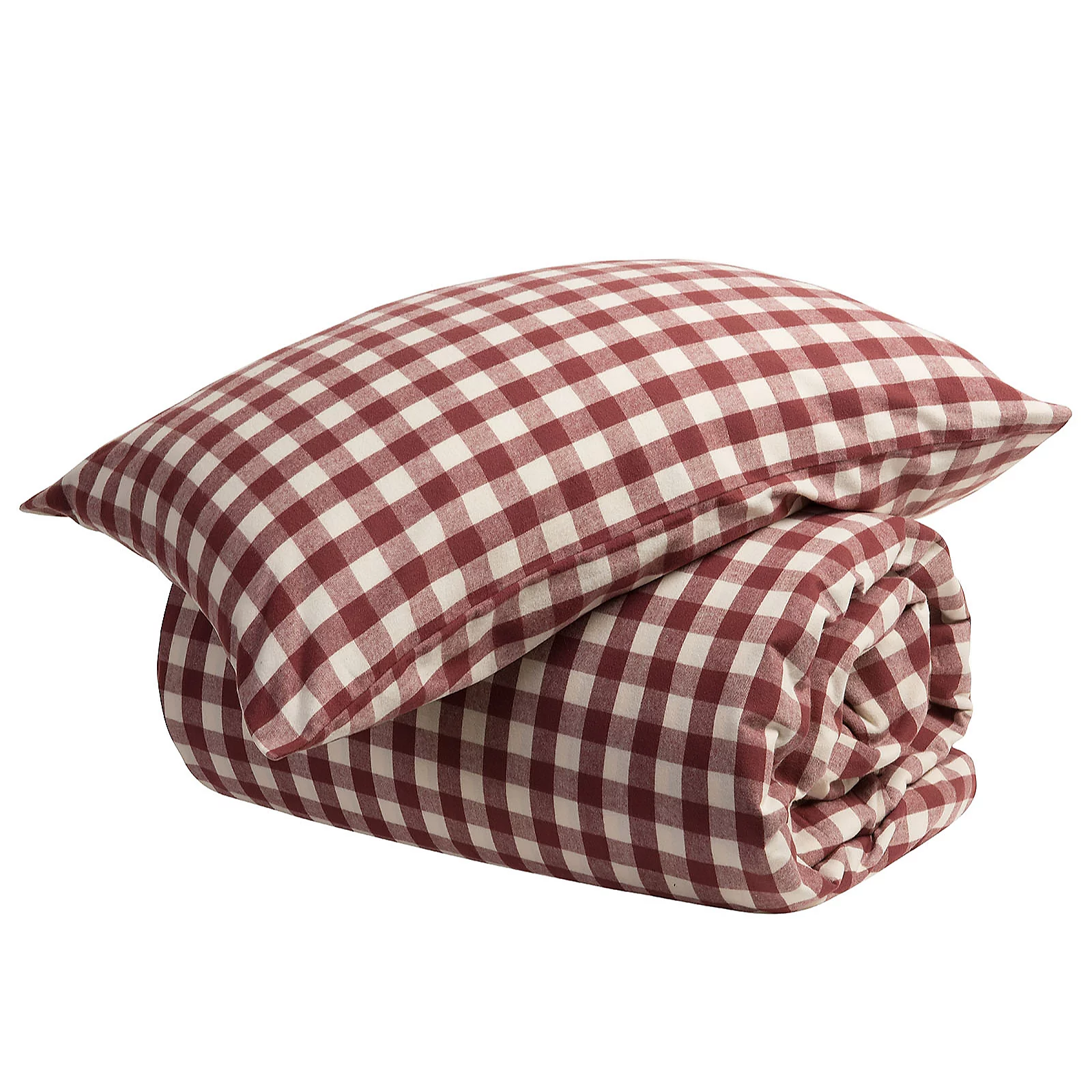 Secret Linen Store Conker Gilbert Gingham Brushed Cotton 4 Piece Duvet Set