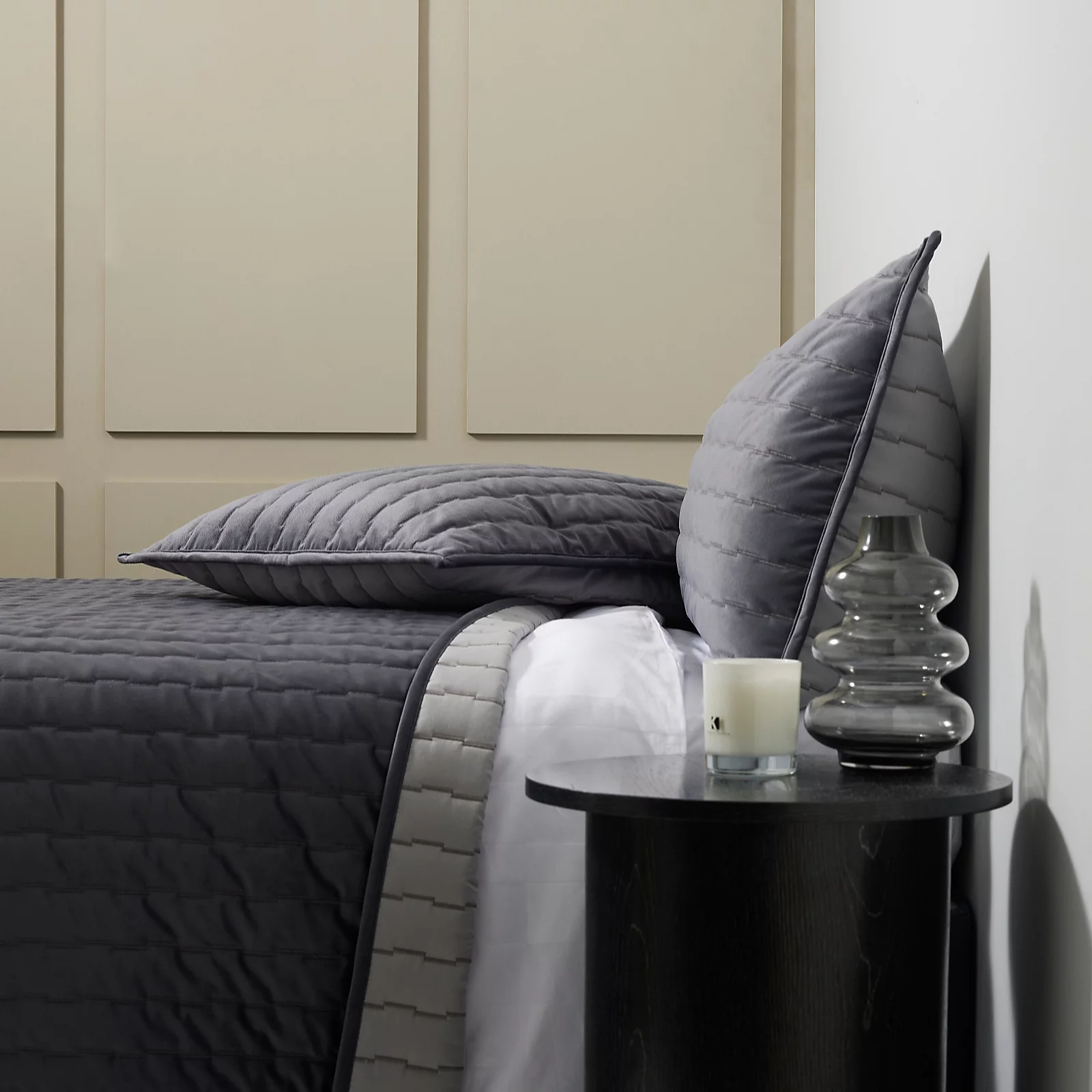K by Kelly Hoppen Reversible Velvet Bedspread and 2 Shams