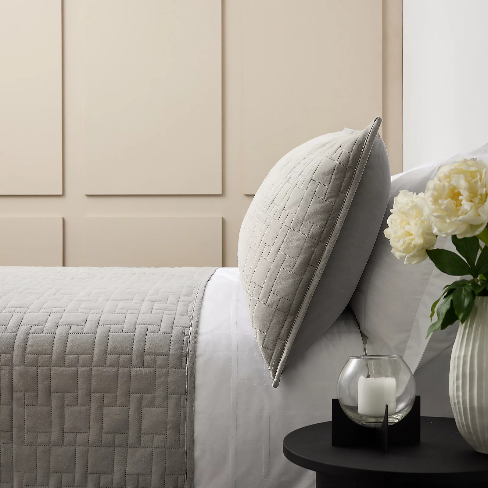 K by Kelly Hoppen Velvet Pinsonic Bedspread with Set of 2 Shams