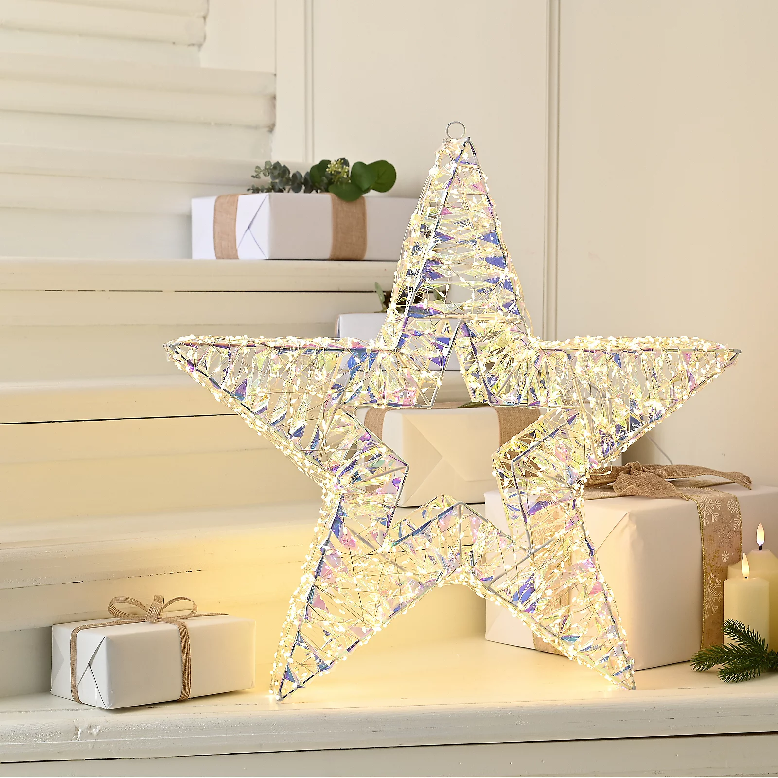 Home Reflections Iridescent Pre-Lit Wire Shapes with 8 Light Functions