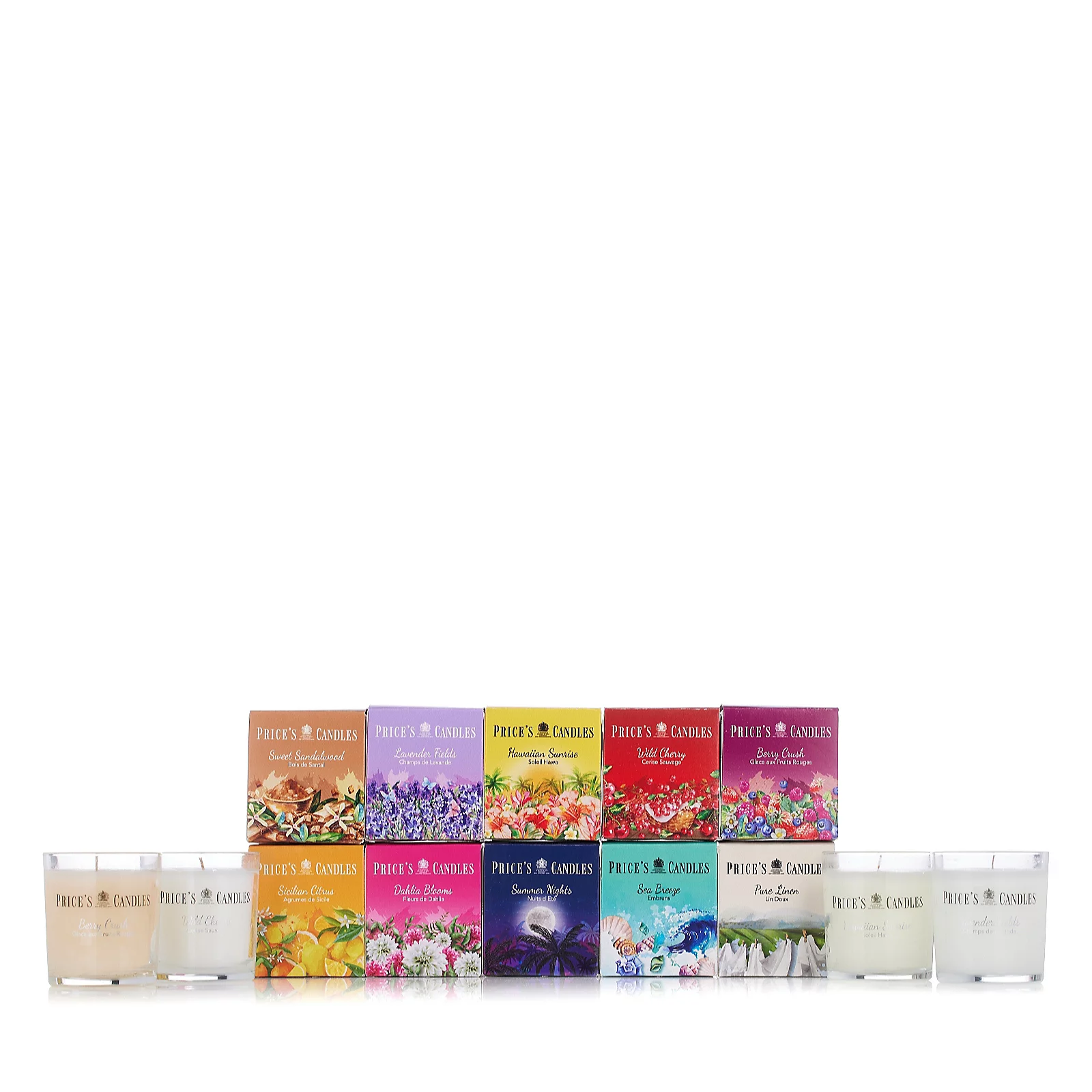 Price's Candles Set of 10 Summer Jar Candles in Gift Boxes