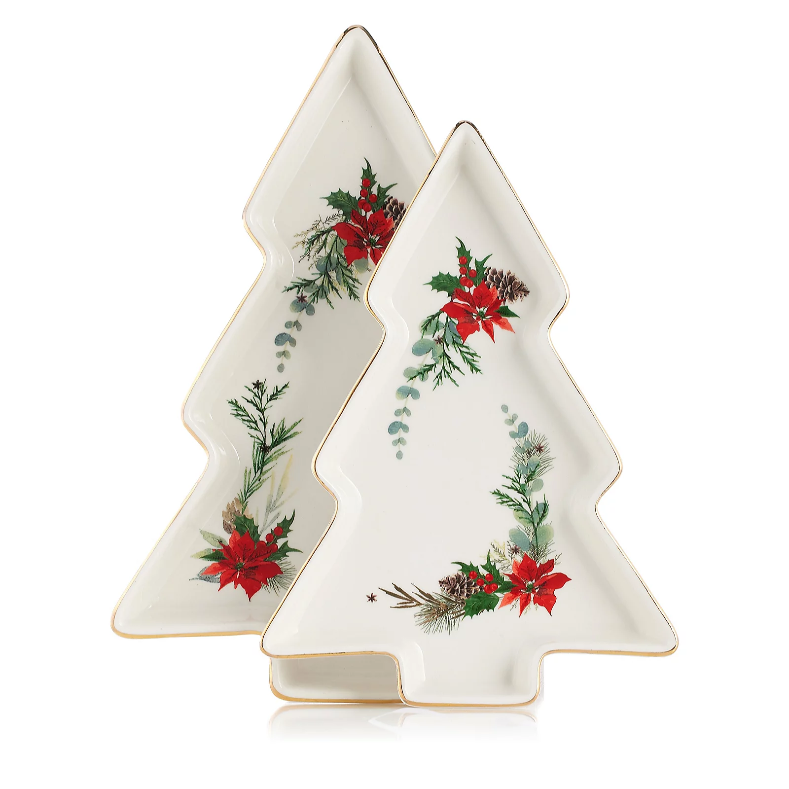 Sara By Sara Davies Set Of 2 Christmas Tree Serving Platters