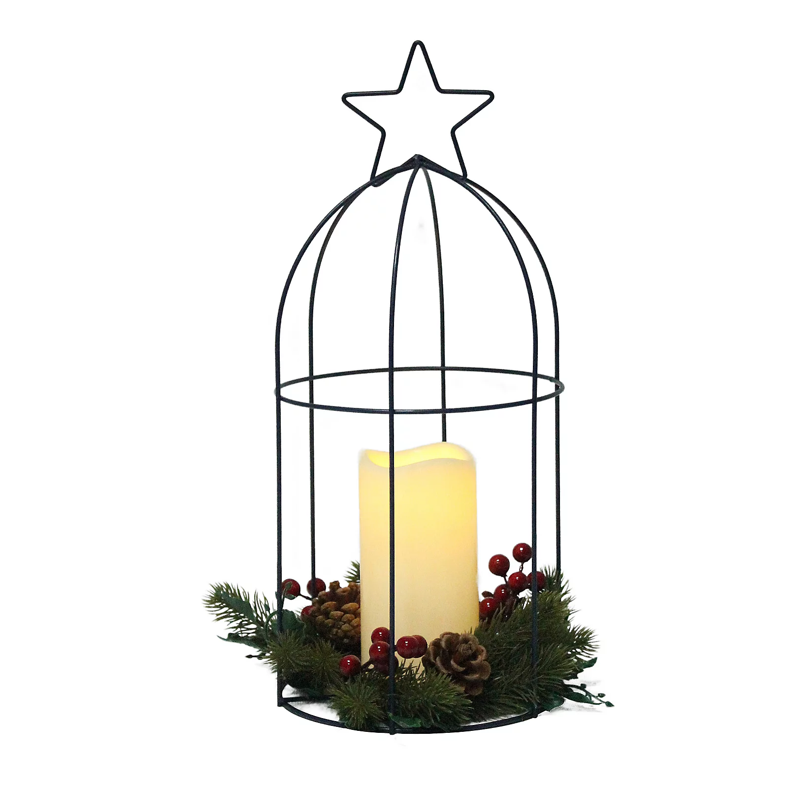 Sara By Sara Davies Faux Candle Star Display With Foliage