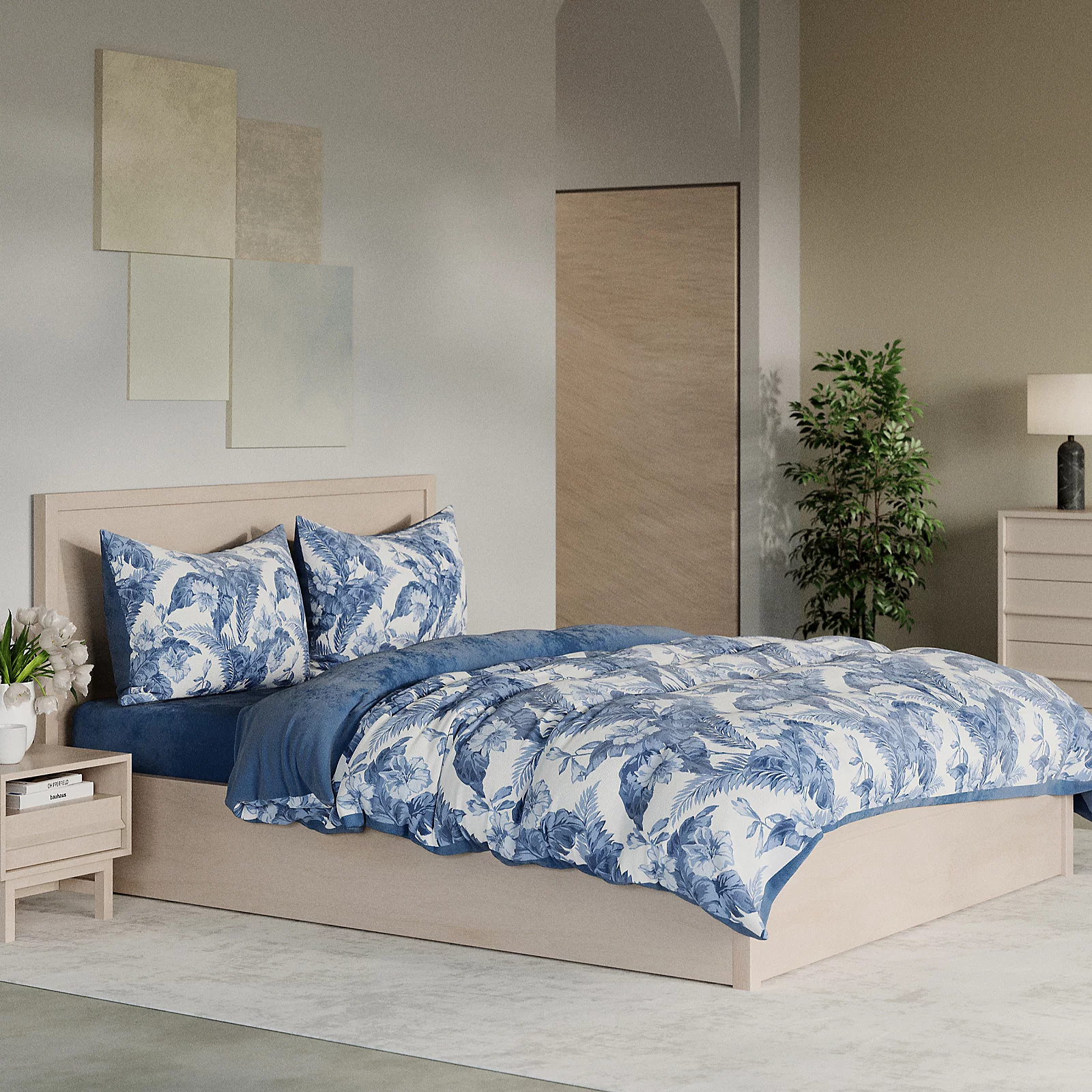 Cozee Home Limited Edition Palm Print 4 Piece Duvet Set