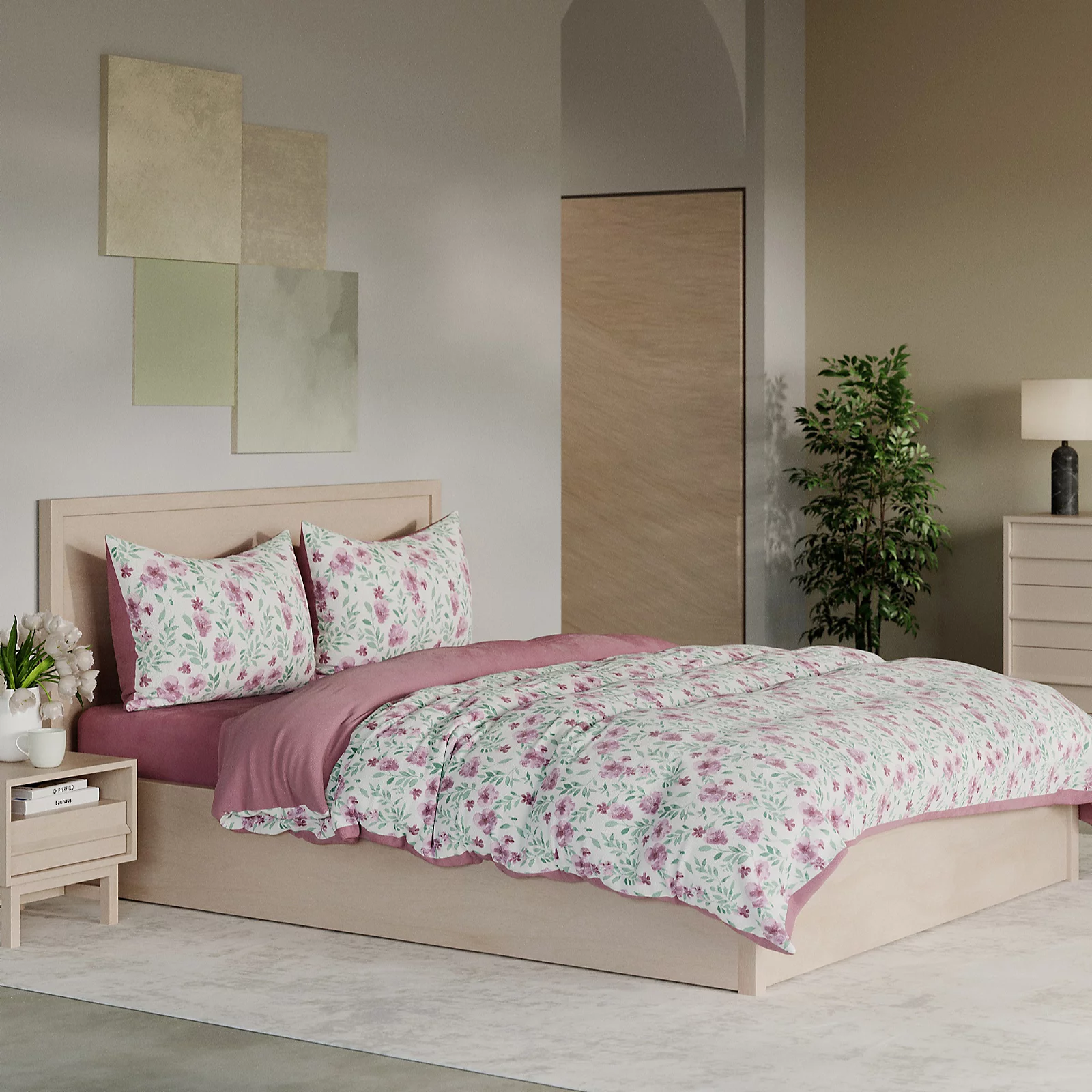 Cozee Home Limited Edition Floral Print 4 Piece Duvet Set