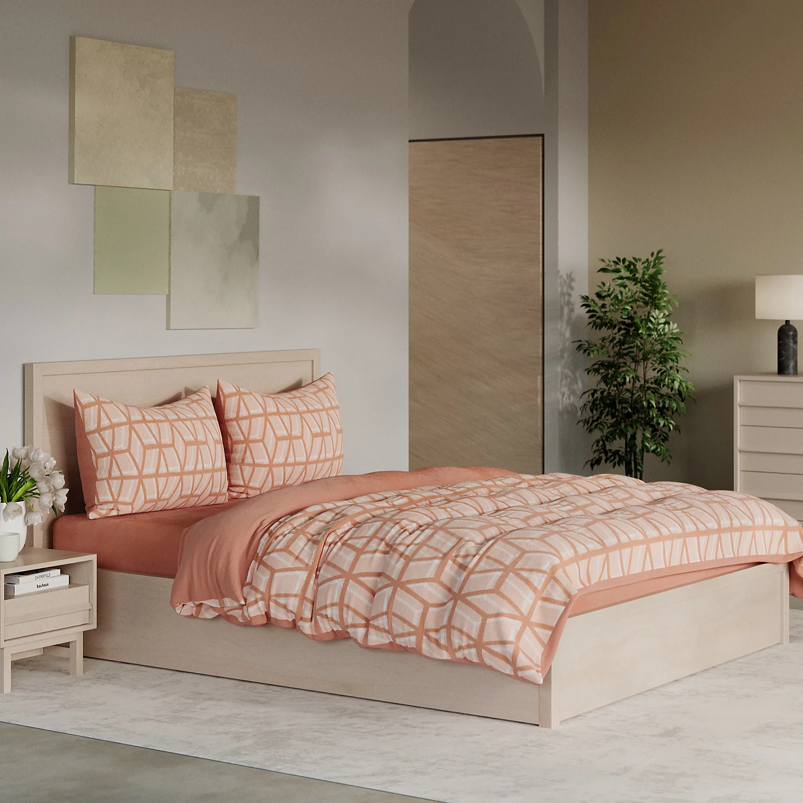 Cozee Home Limited Edition Velvetsoft Geo Print 4 Piece Duvet Set