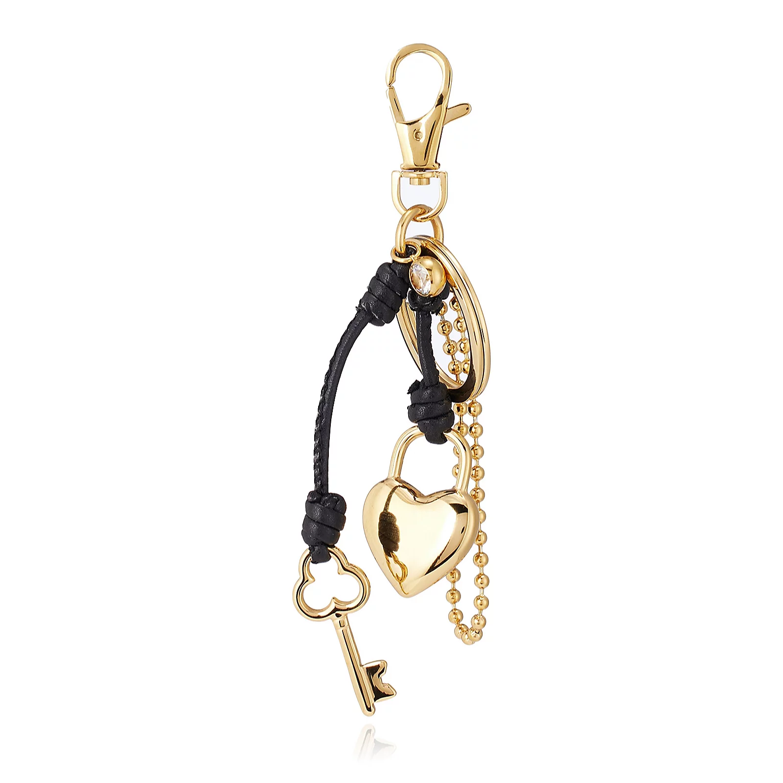 Steel by Diamonique Heart and Key Bag Charm Stainless Steel