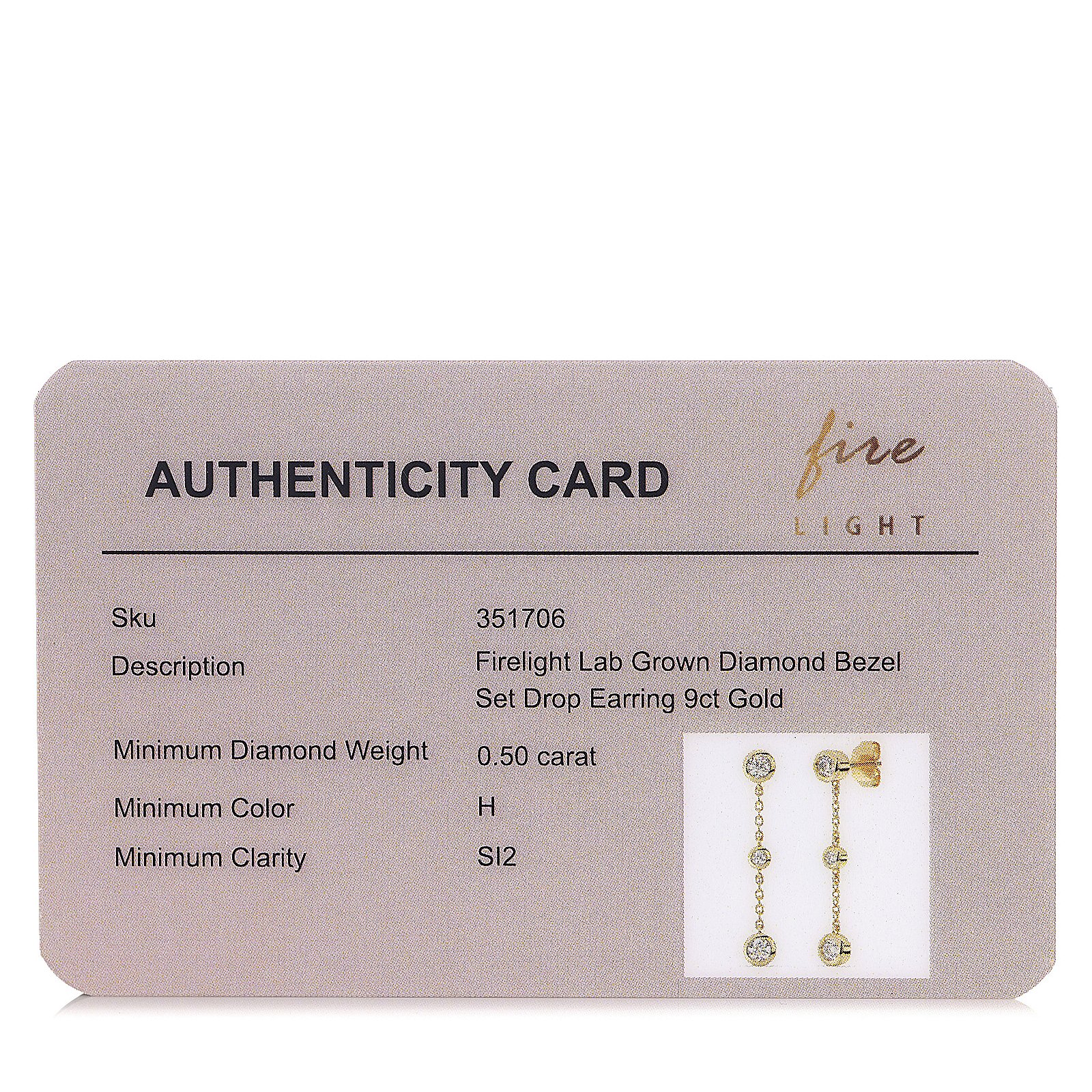 Firelight 0.5ct Lab Grown Diamond Bezel Set Drop Earrings 9ct Gold