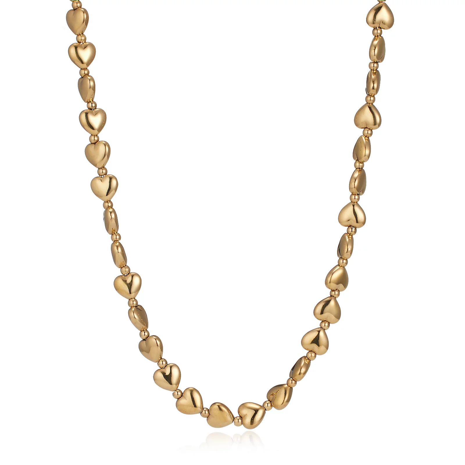 Steel by Diamonique Heart Bead Necklace Stainless Steel