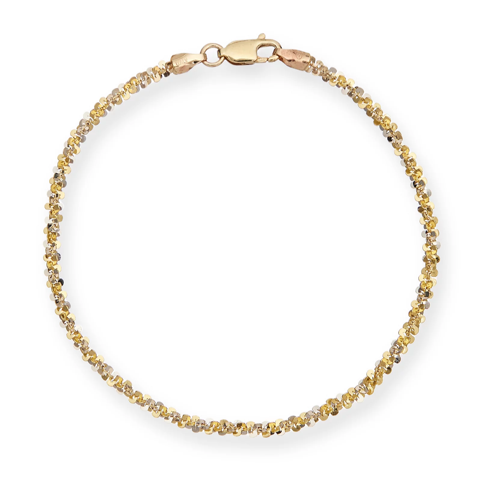 GOLD 9ct 2-Colour Gold Twist Chain Bracelet 2.57g