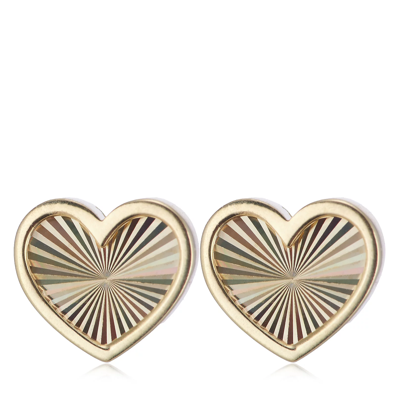 GOLD 9ct Yellow Gold Rainbow Heart Stud Earrings 1.24g