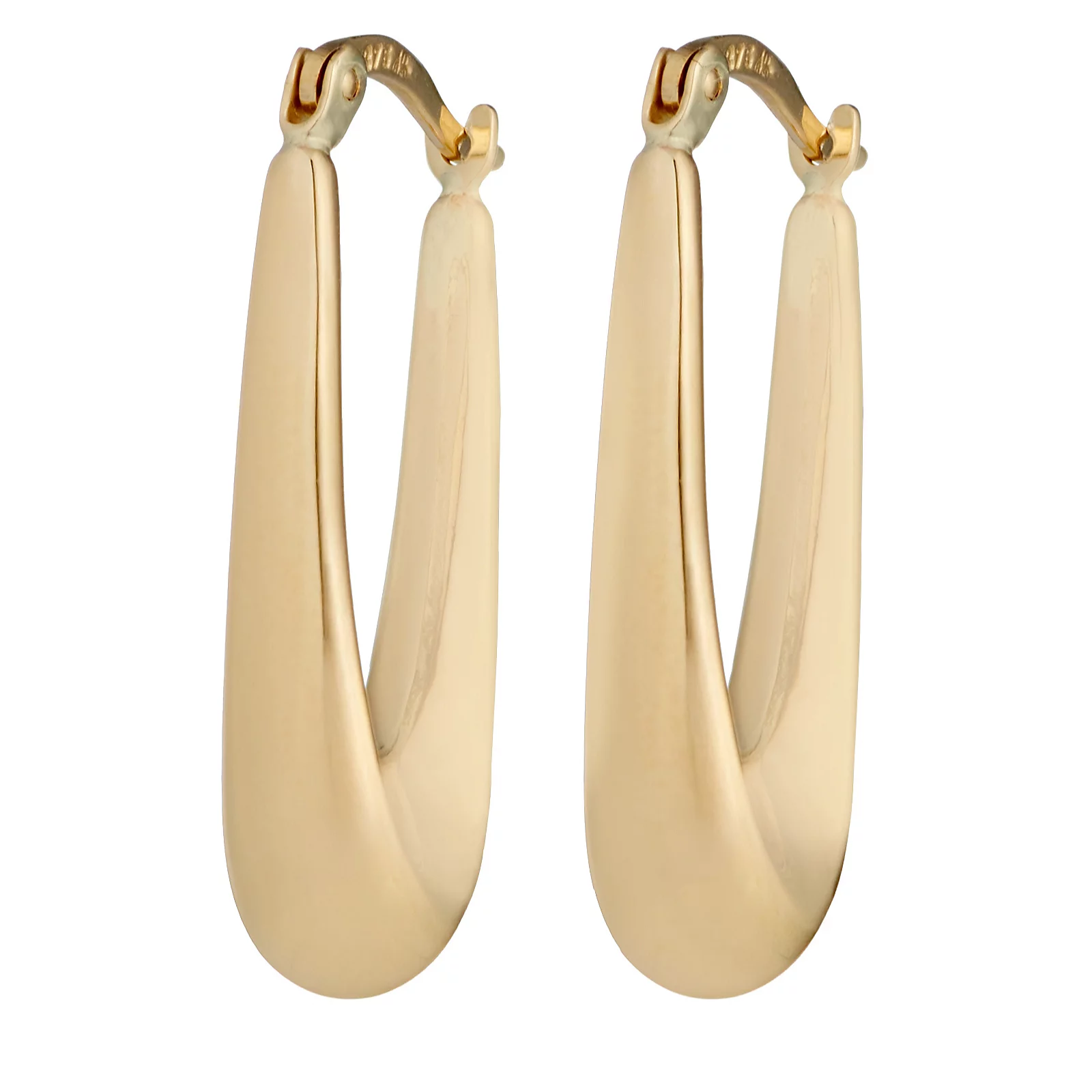 Gold 9ct6mm x 28mm Elongated Drop Hoop Earrings 1.62g