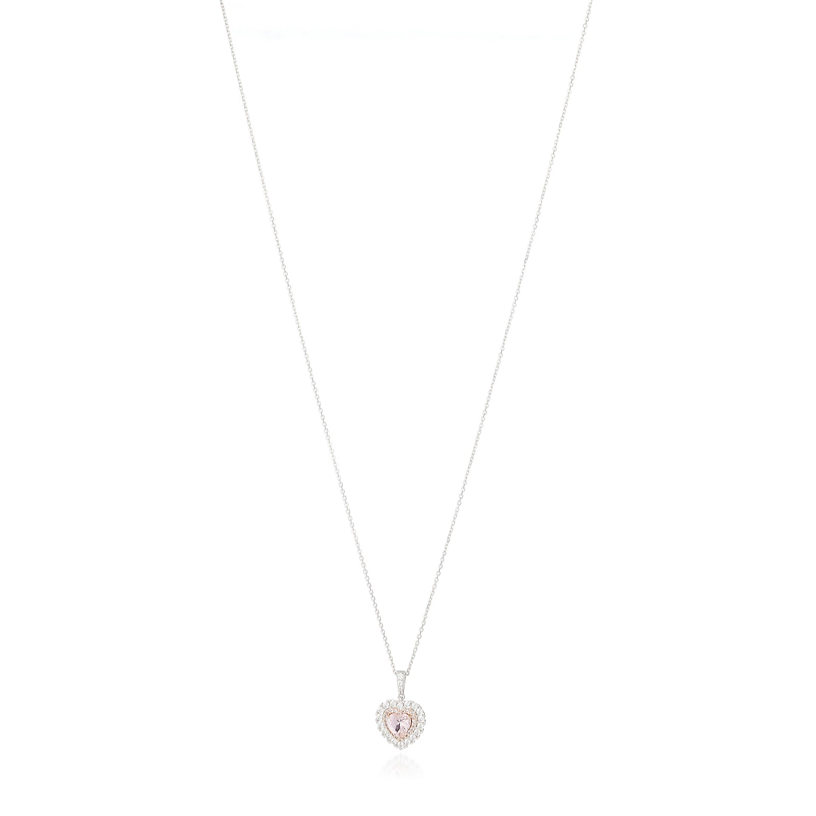 Diamonique 1.3ct tw Simulated Morganite Heart Pendant & Chain Sterling Silver