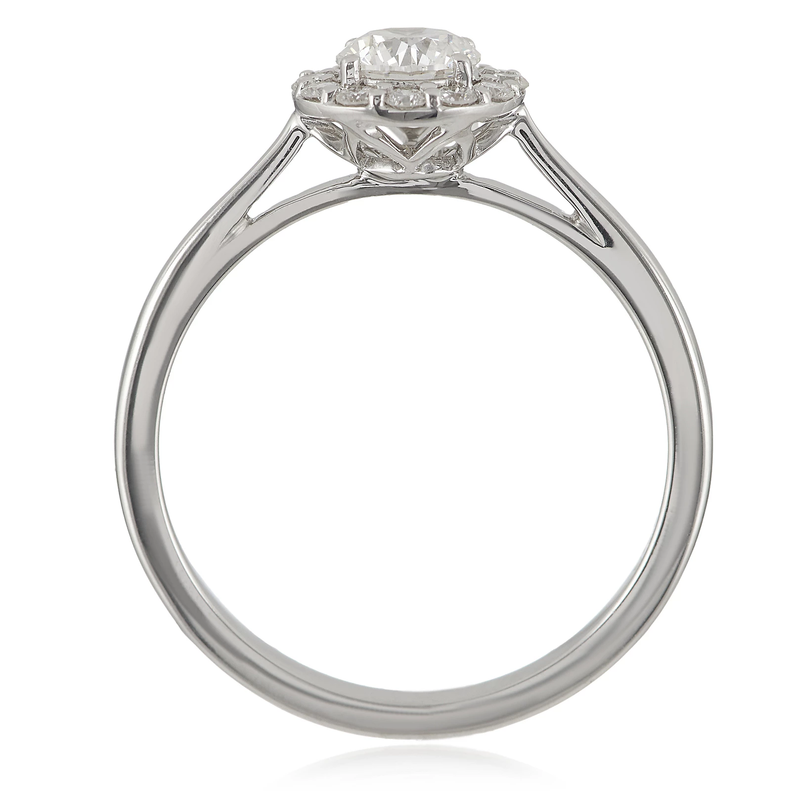 0.66ct Lab Grown Diamond Halo Solitaire Ring 18ct White Gold F VS1