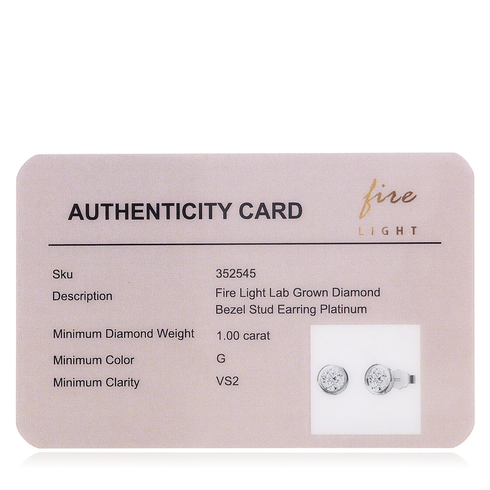 Fire Light 1ct Lab Grown Diamond Bezel Stud Earrings Platinum