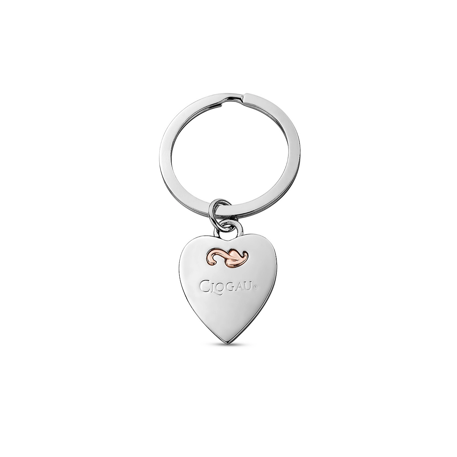 Clogau Insignia Heart Keyring Stainless Steel & Rose Gold Plated
