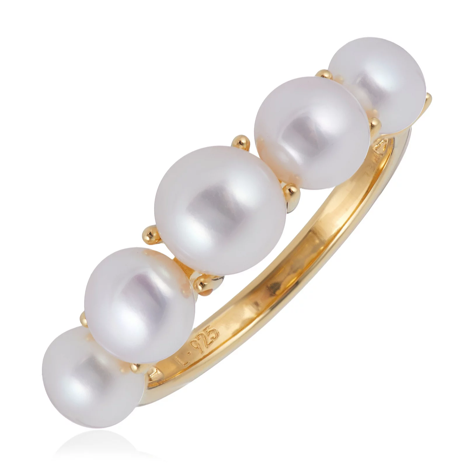 Lara Pearl Graduated Button Pearl Ring Sterling Silver