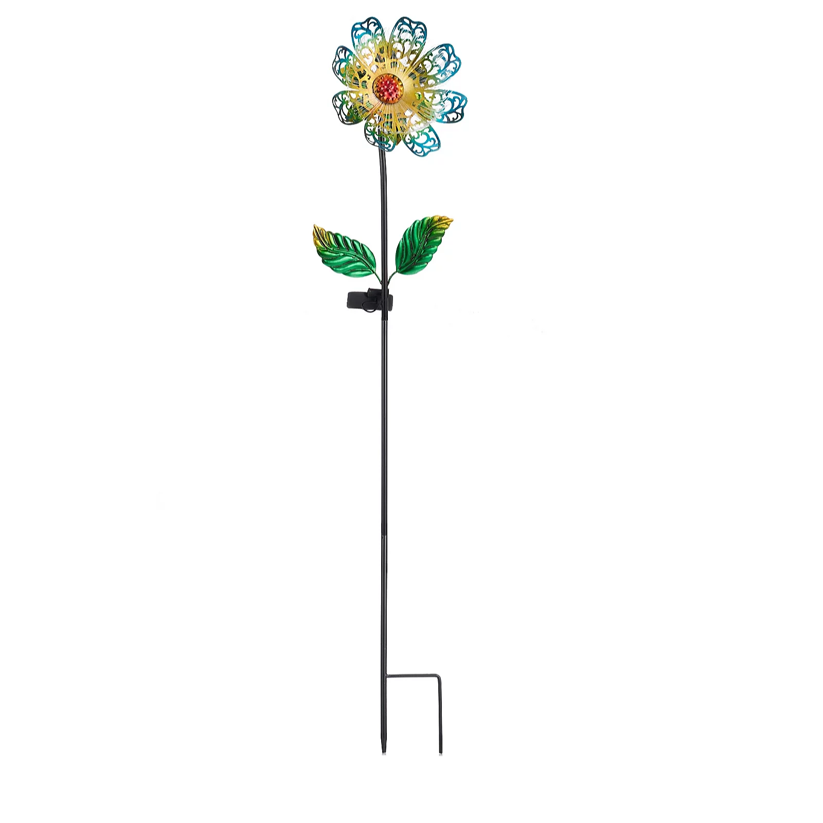 Garden Reflections Set of 2 Fibre Optic Solar Metal Flower Stakes