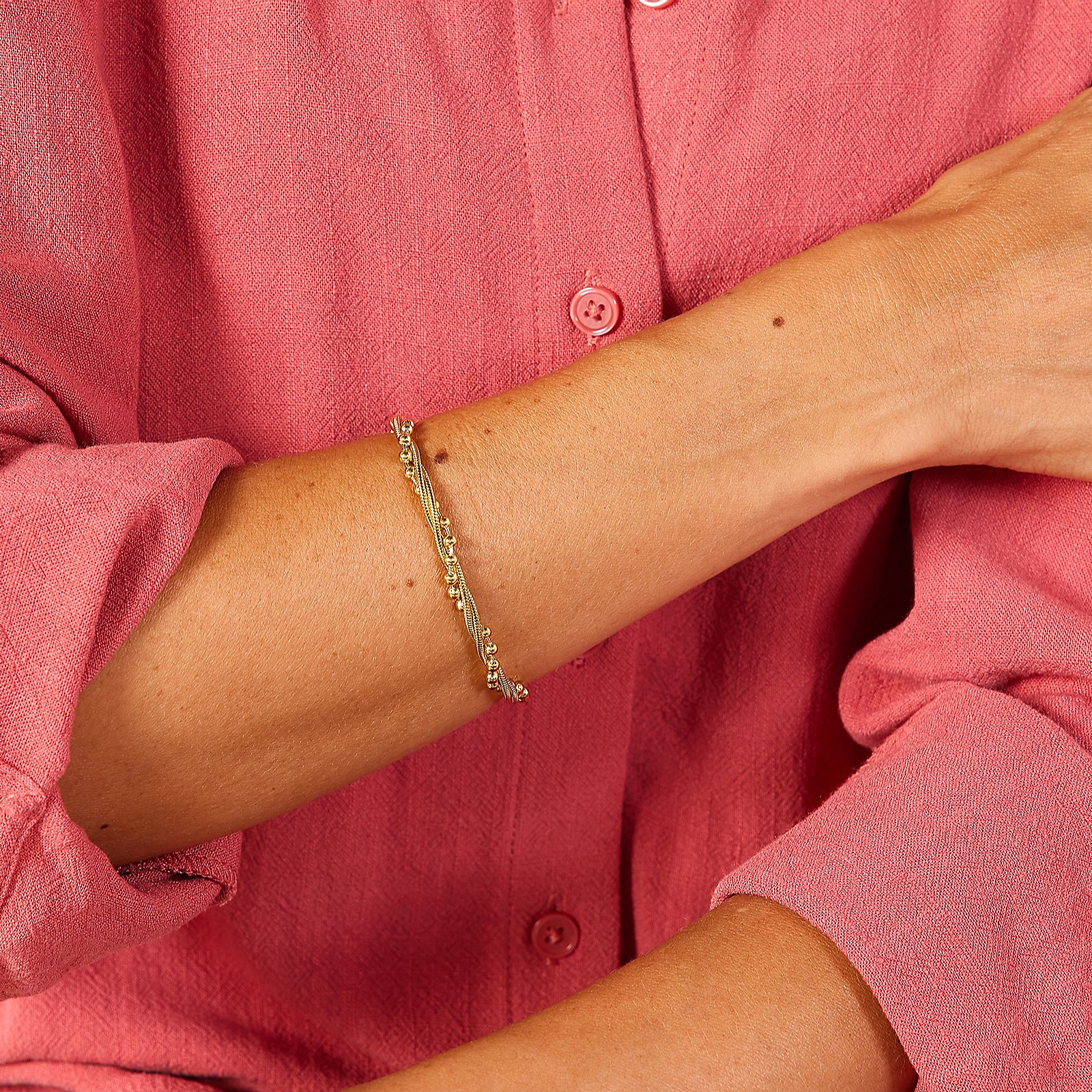Steel by Diamonique Twist Chain & Ball Bead Bracelet Stainless Steel