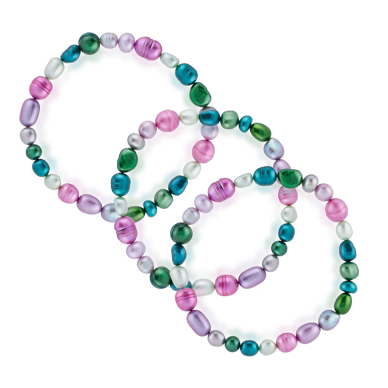 Lara Pearl 5-9mm Mixed Cultured Pearl Set of 3 Stretch Bracelets