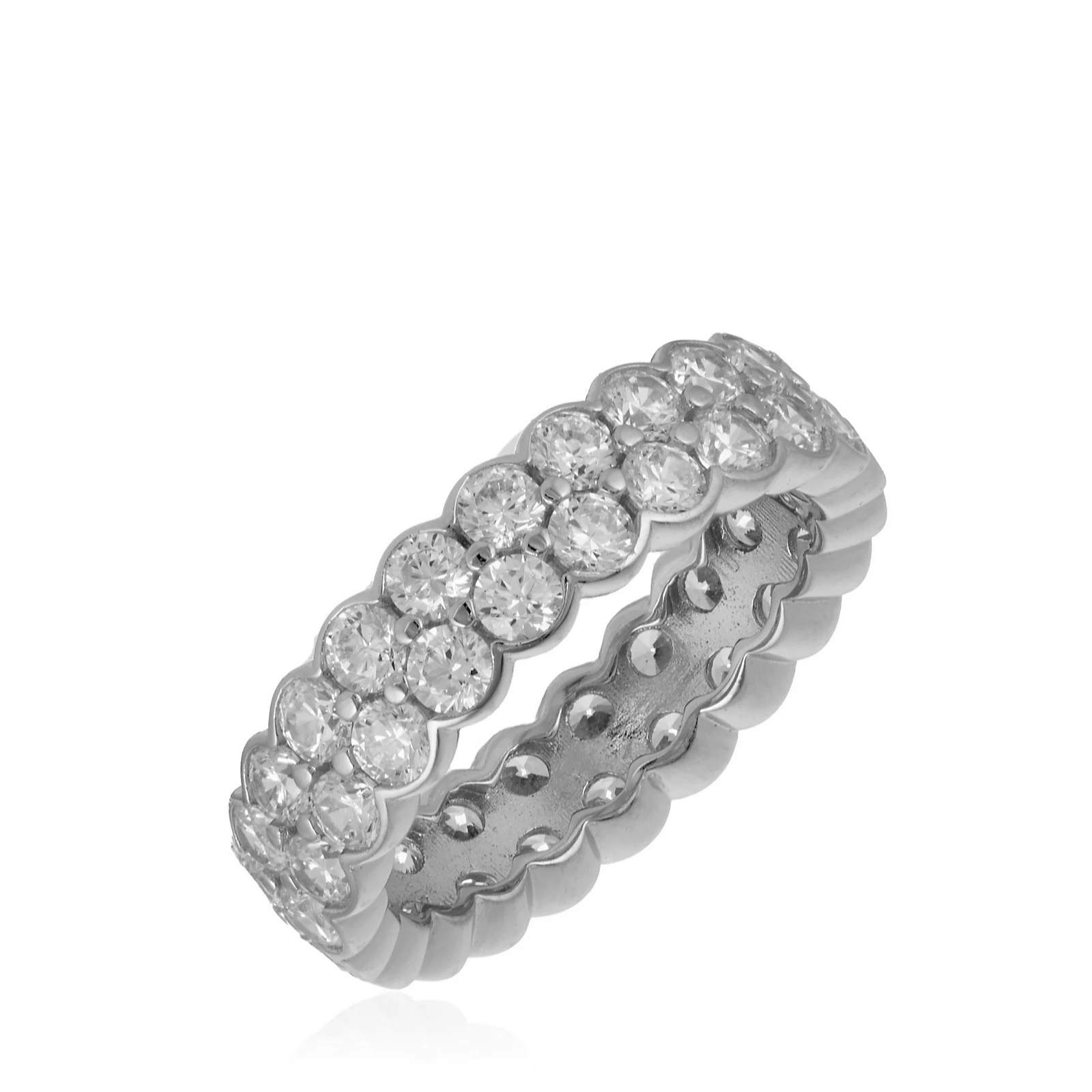 Diamonique 1.6ct tw Half Bezel Band Ring Sterling Silver