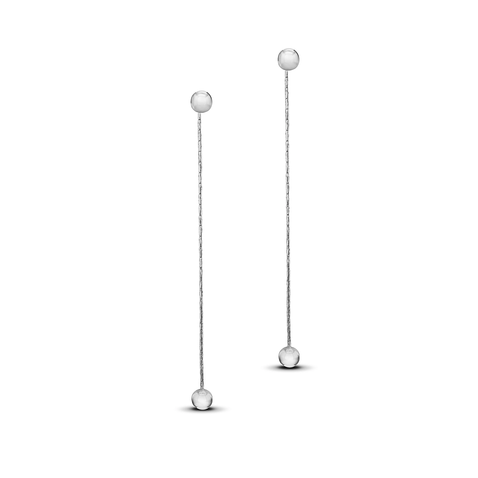 Faith & Brown Italian crafted Ball & Snake Chain Drop Earrings Sterling Silver