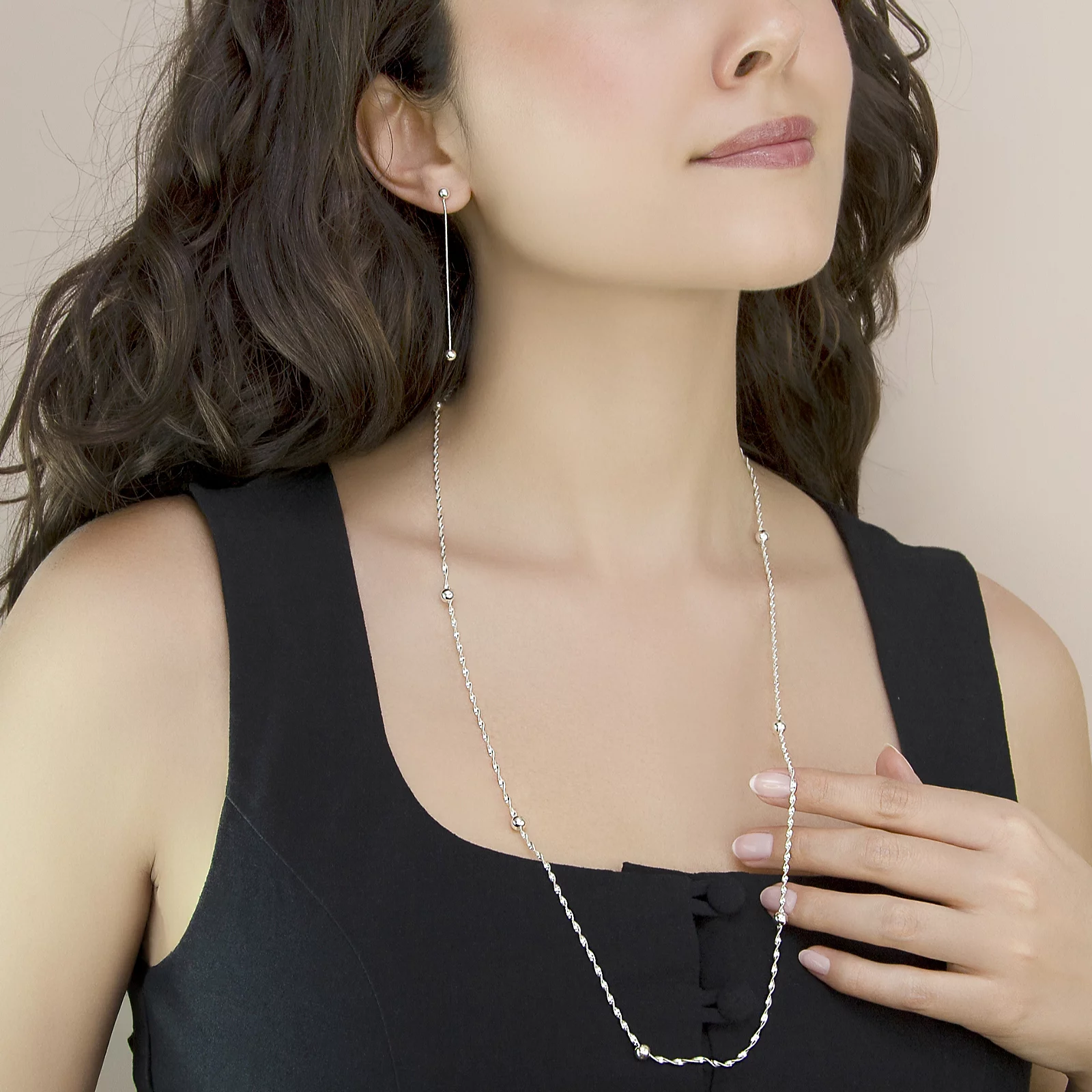 Faith & Brown Italian crafted Ball & Snake Chain Drop Earrings Sterling Silver 4 Faith & Brown Italian crafted Ball & Snake Chain Drop Earrings Sterling Silver