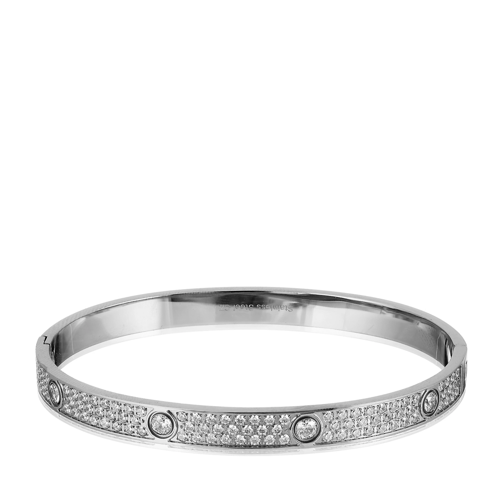 Steel by Diamonique Pave and Swiss Set Bangle Stainless Steel