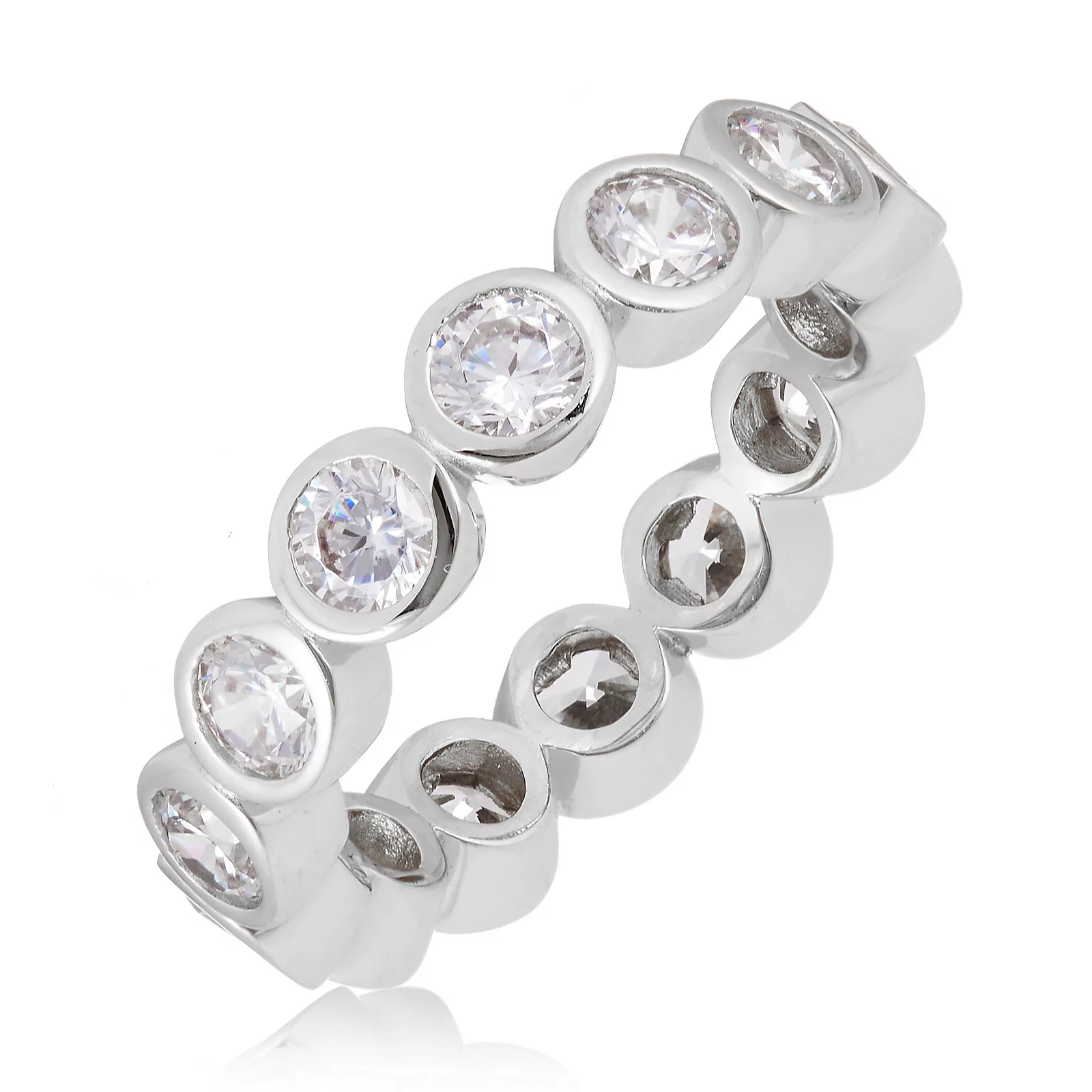 Diamonique 2.4ct tw Bezel Full Eternity Ring Sterling Silver