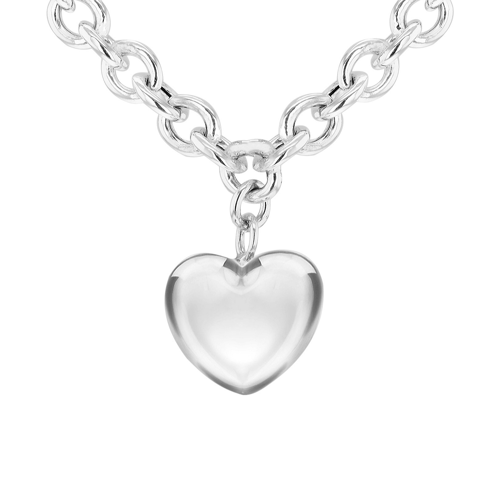Faith & Brown Italian Crafted Sterling Silver Puffy Heart Belcher Necklace 6 Faith & Brown Italian Crafted Sterling Silver Puffy Heart Belcher Necklace