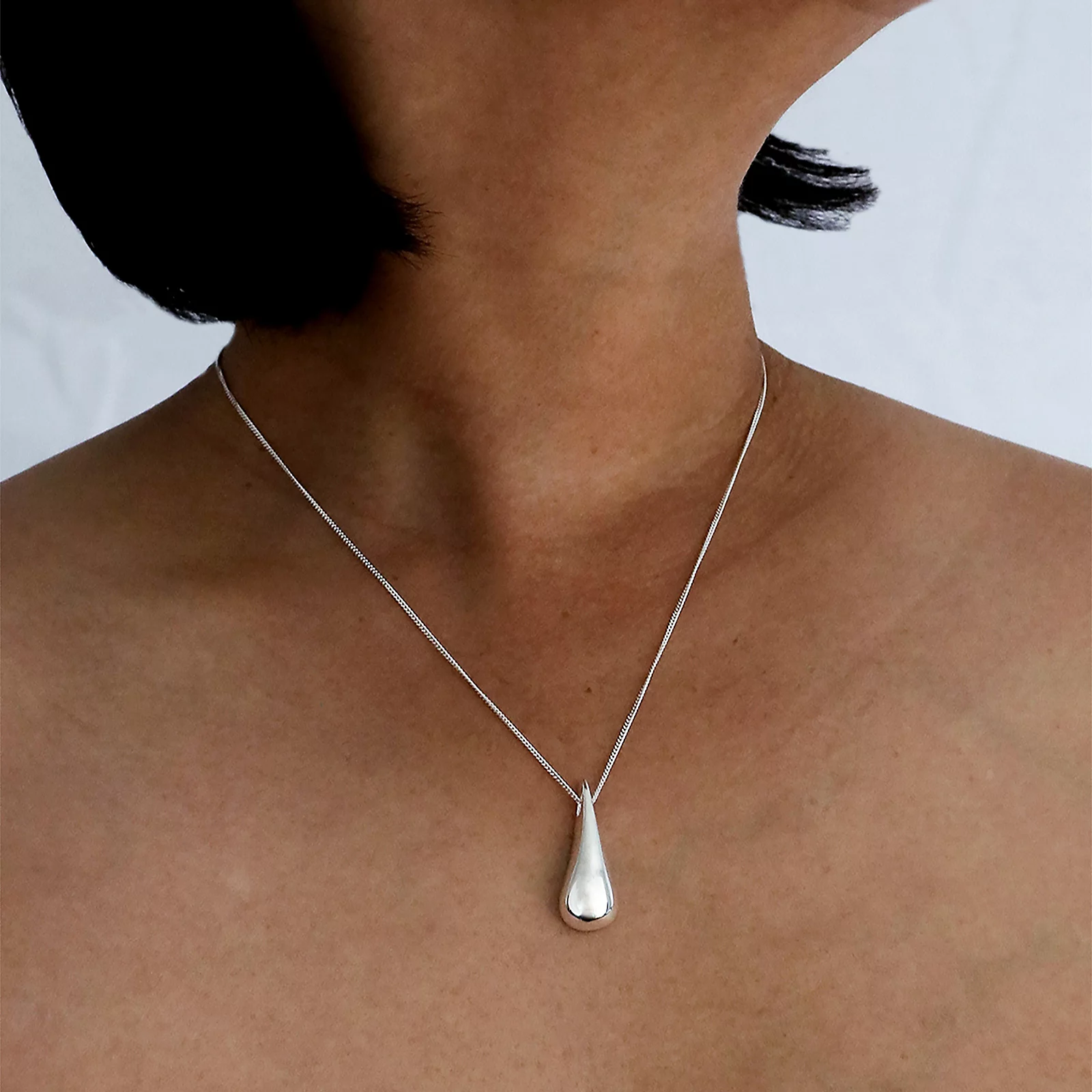 Nina B Sterling Silver Teardrop Pendant On 50cm Chain