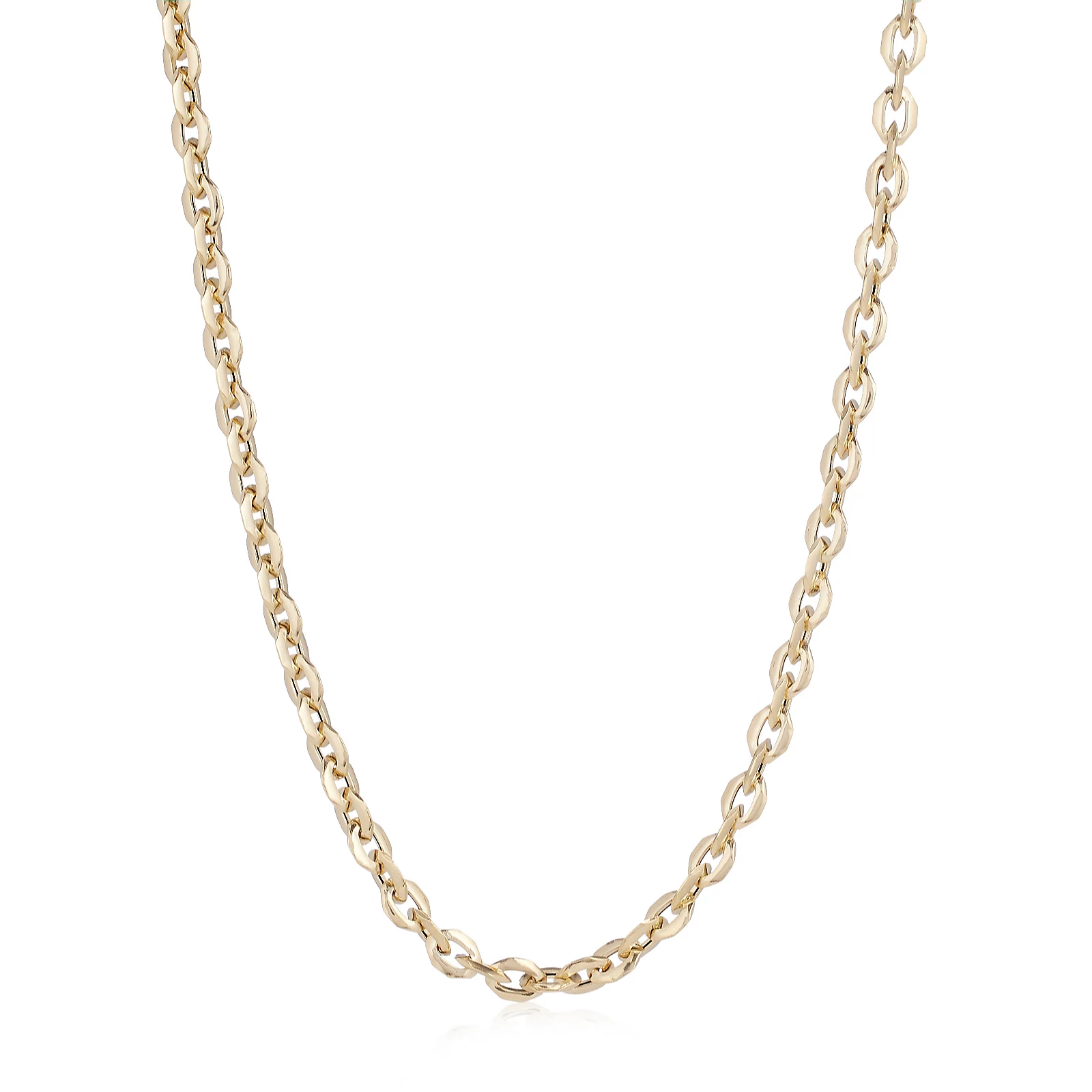 GOLD 9ct Italian Gold Faceted Oval Rolo Necklace 5.40g