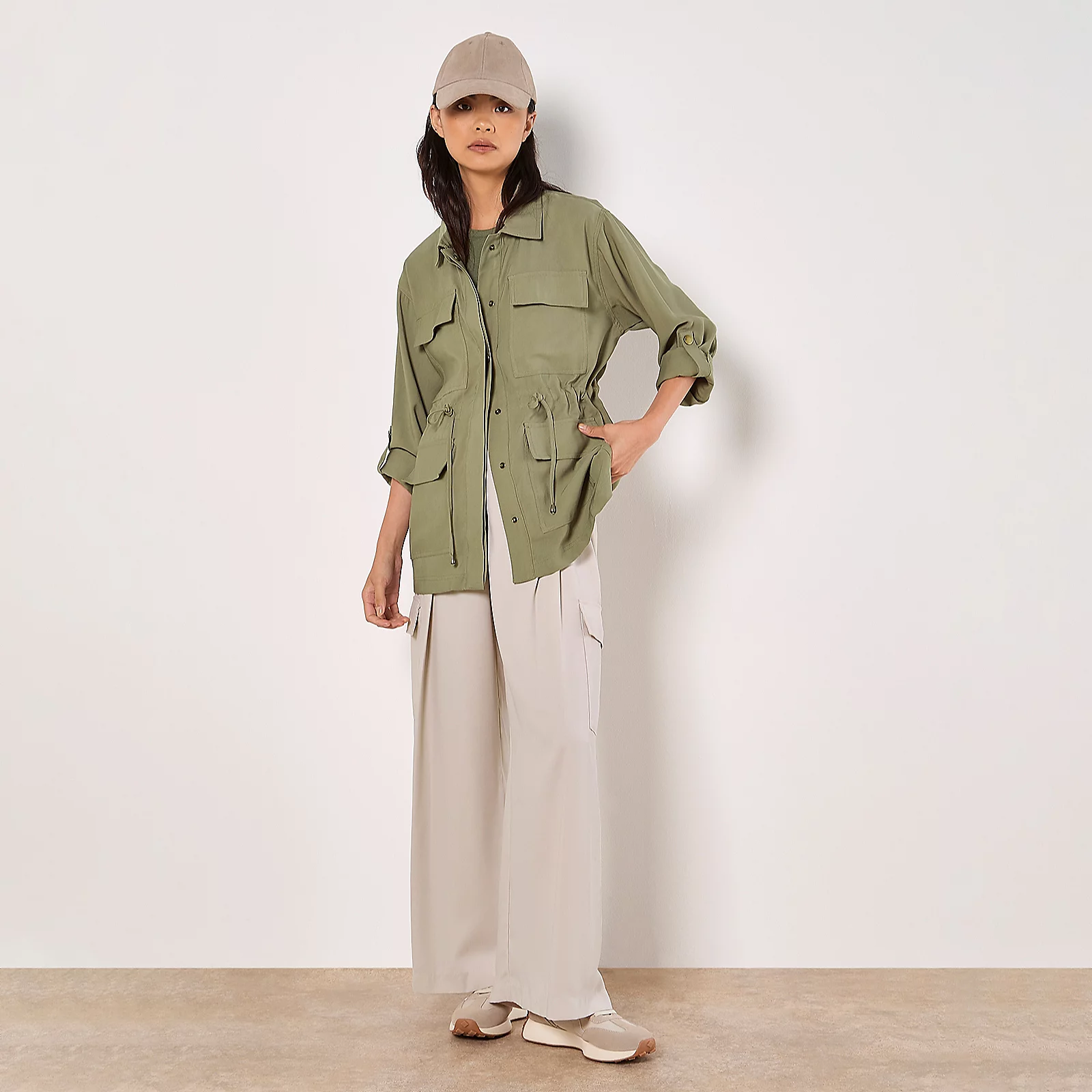 Apricot Cargo Pocket Twill Jacket