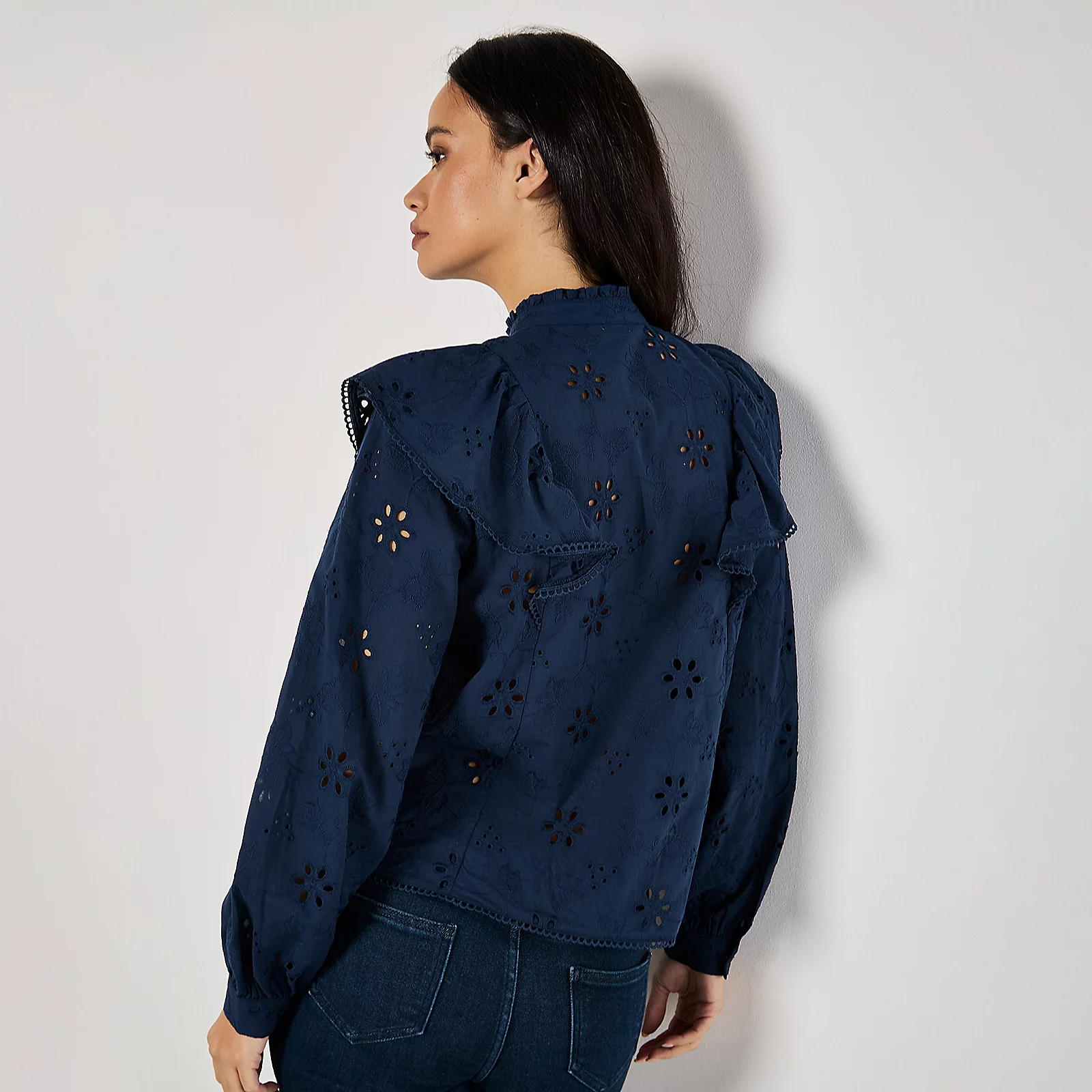 Apricot Embroidery Big Ruffle Shirt 3 Apricot Embroidery Big Ruffle Shirt