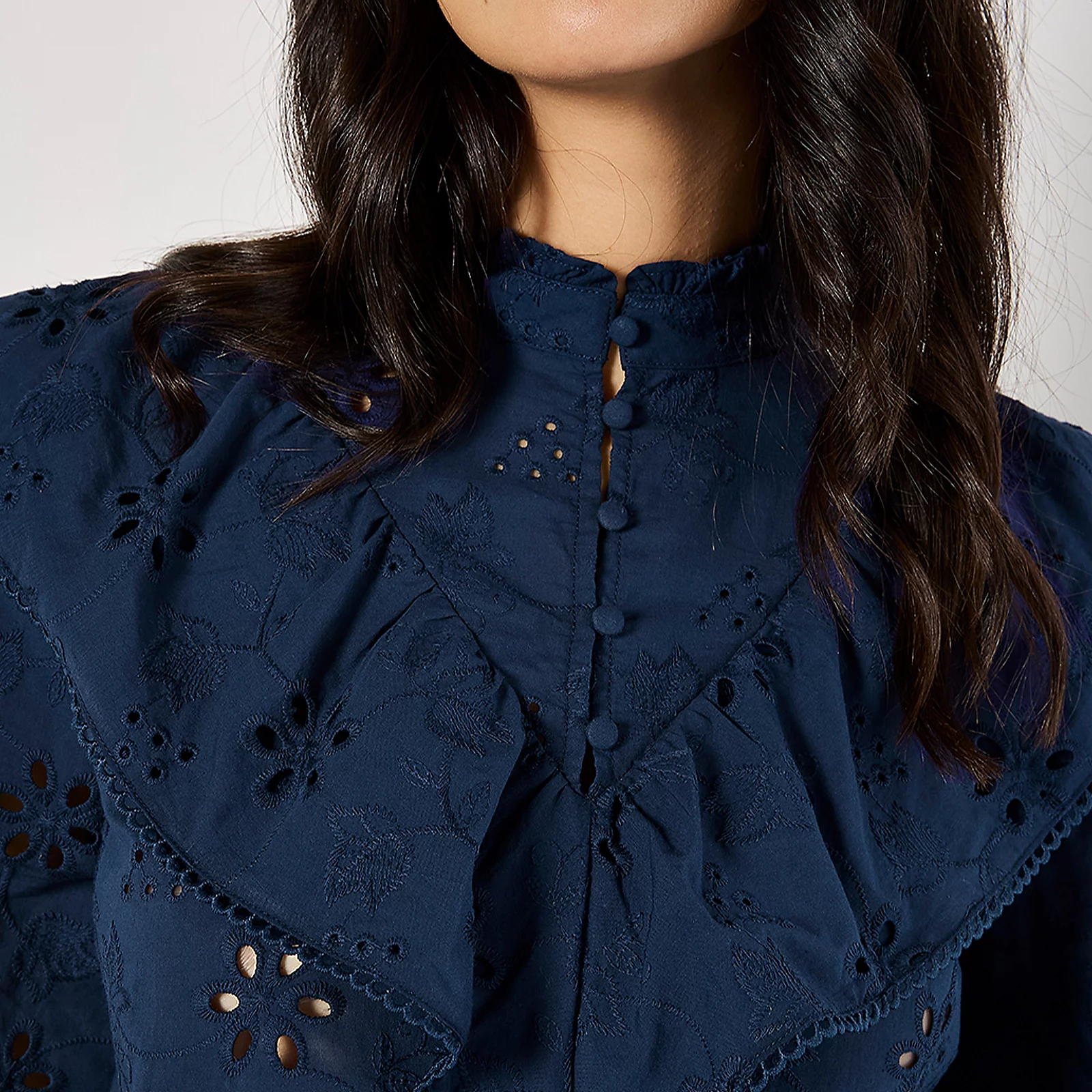 Apricot Embroidery Big Ruffle Shirt 4 Apricot Embroidery Big Ruffle Shirt