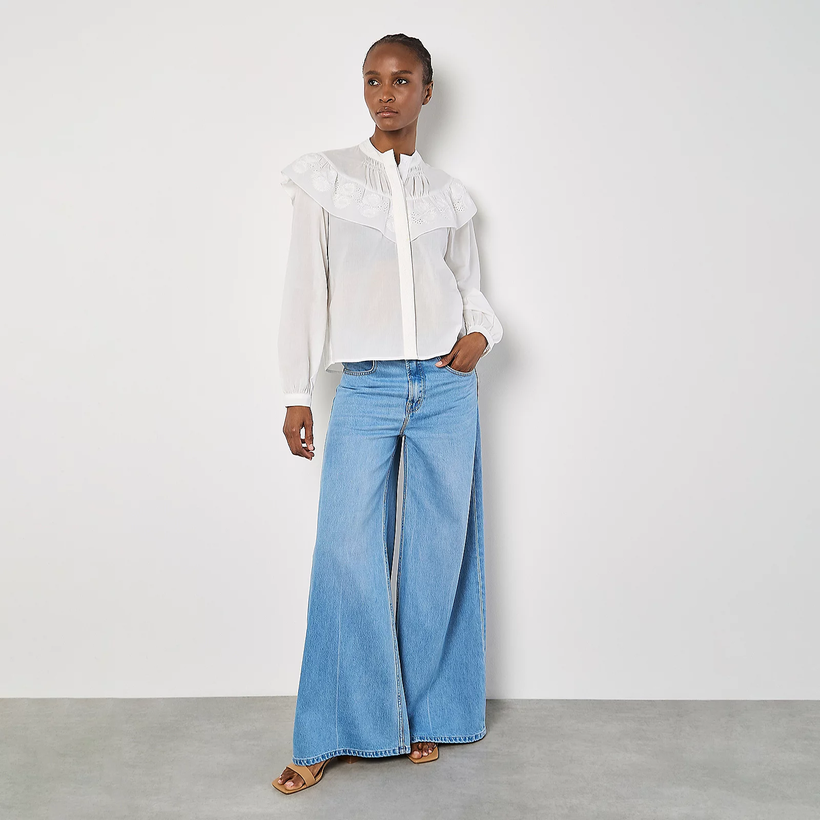 Apricot Embroidered Bib Shirt