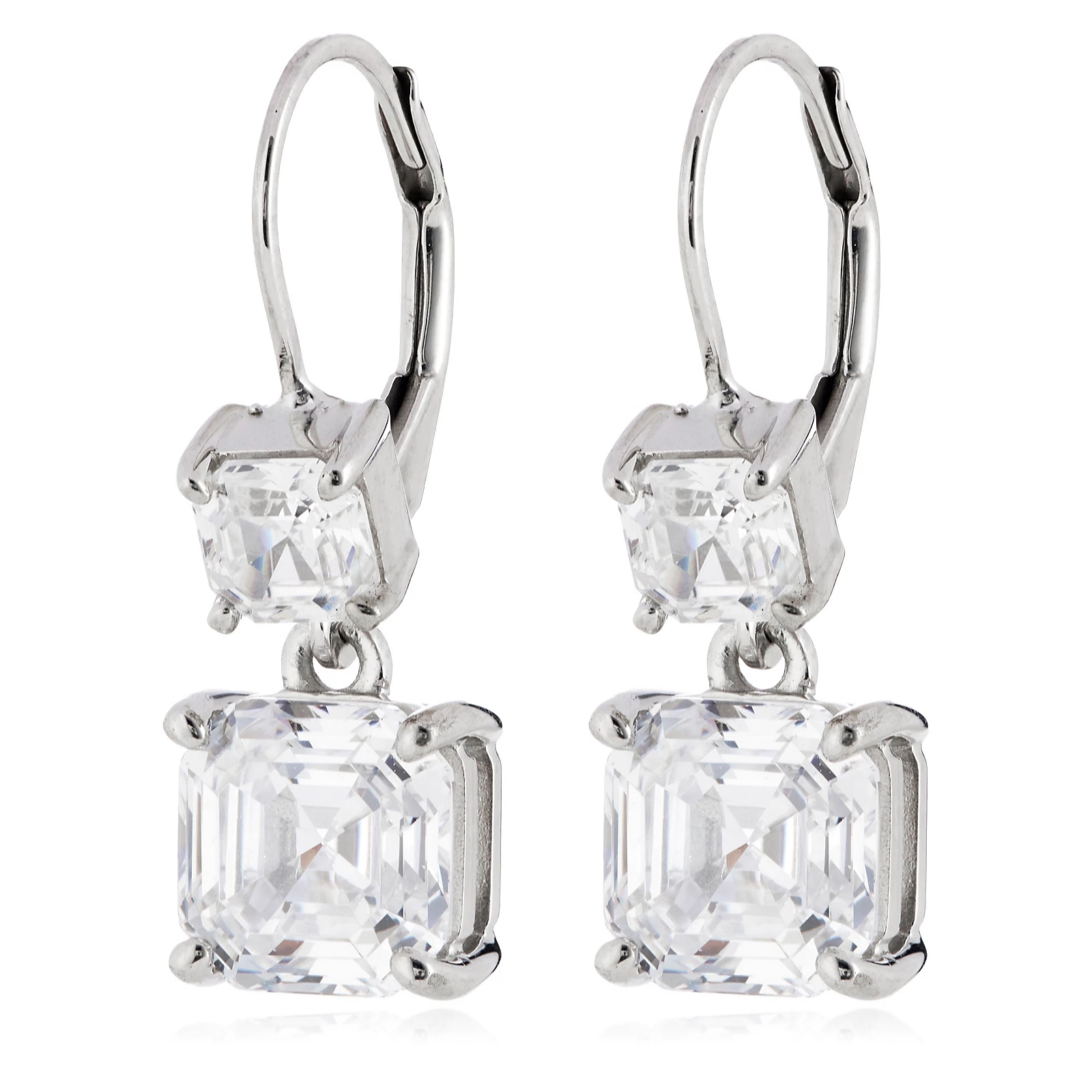 Diamonique 5ct Leverback Earrings Platinum Plated