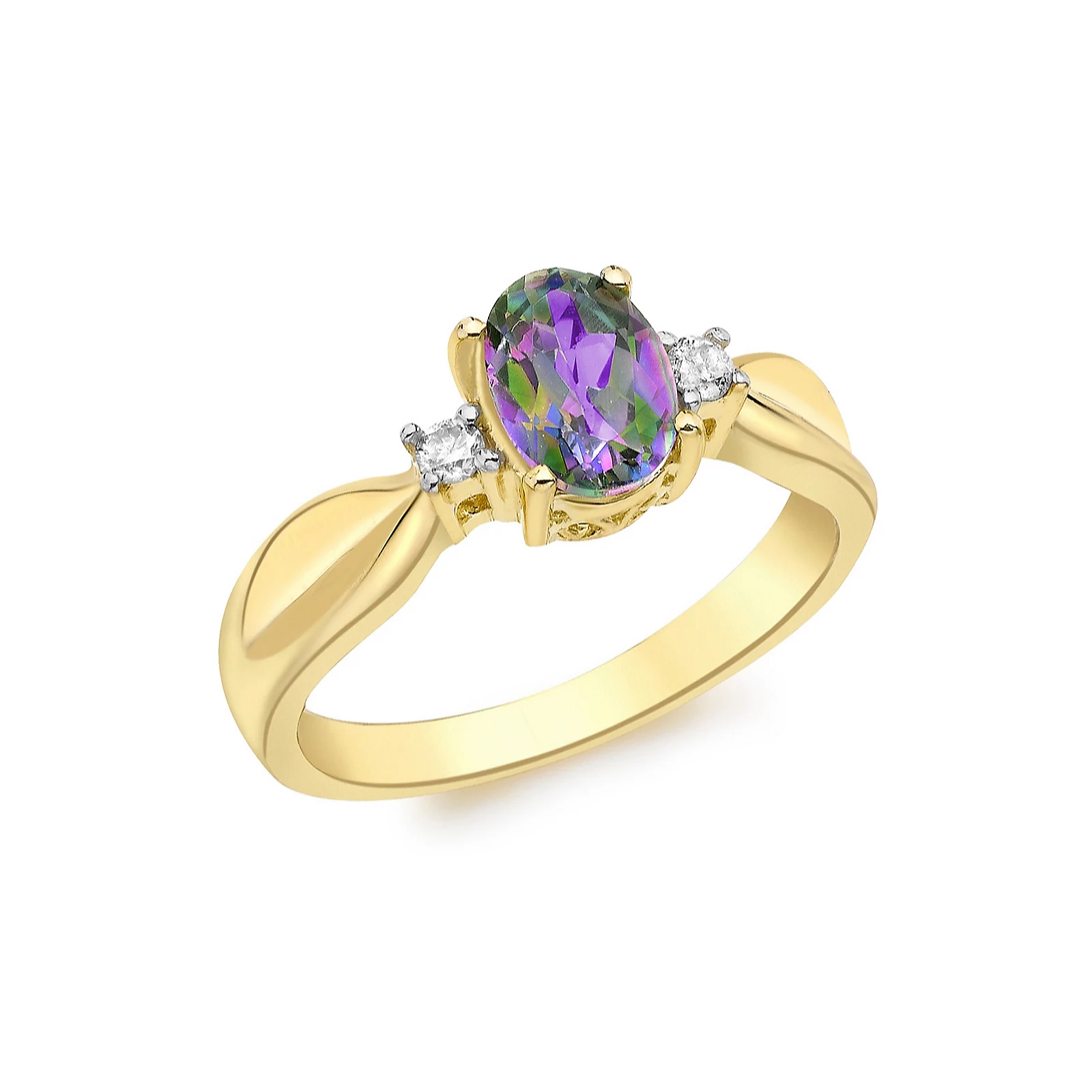0.07ct Diamond 1ct Mystic Topaz Ring H I3