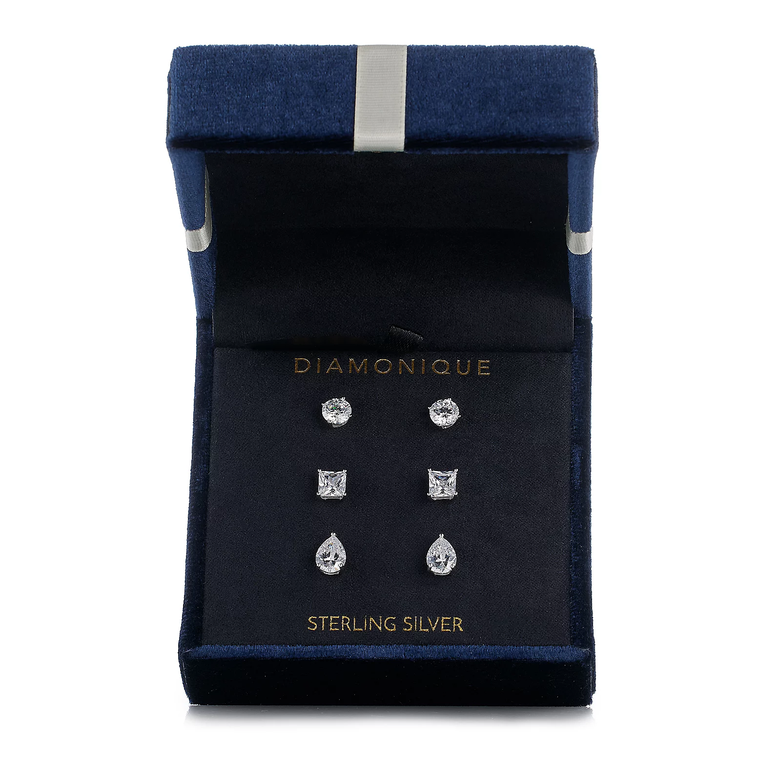 Diamonique 9.3ct tw Set of 3 Earrings in Jewellery Box Sterling Silver