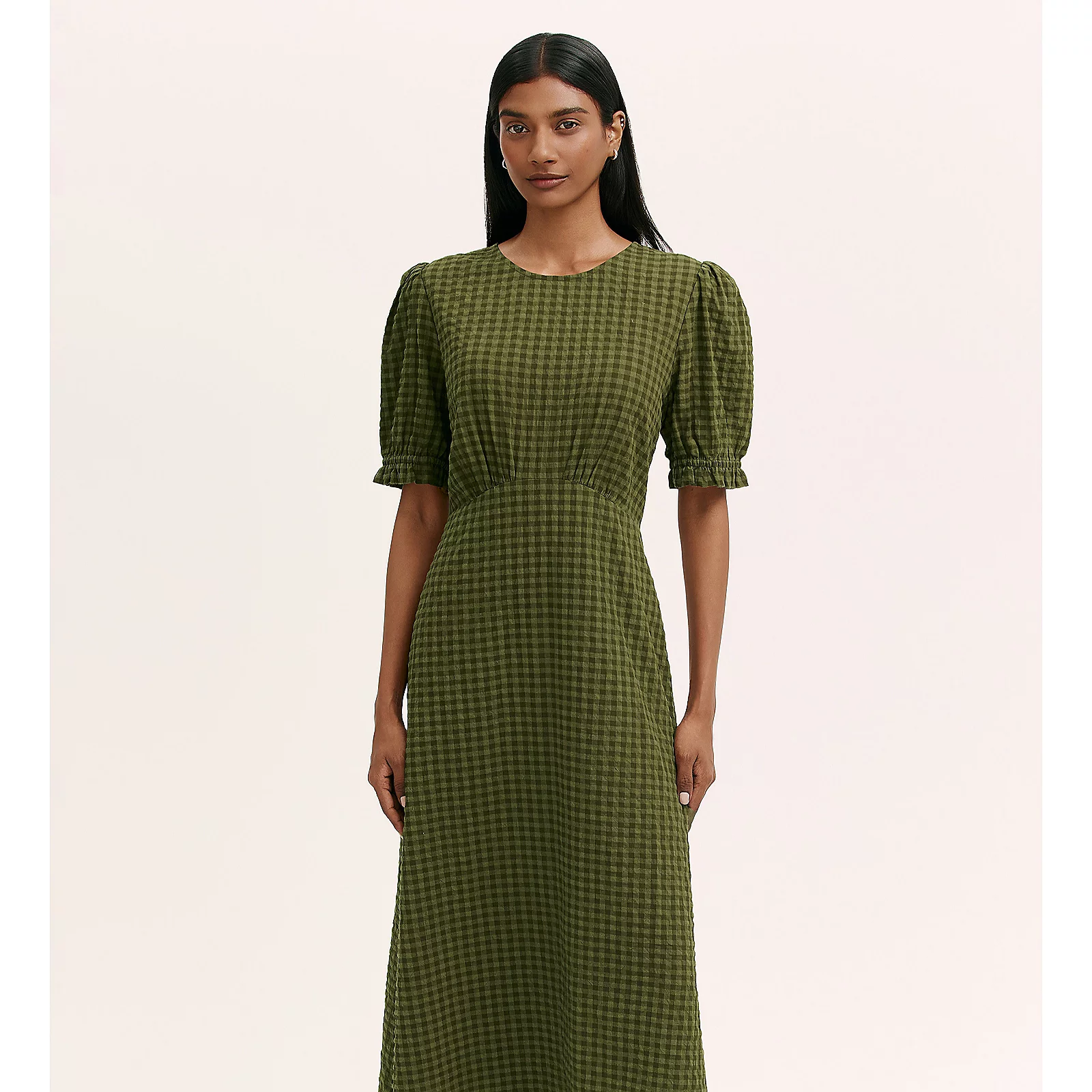 Finery London Mela Seersucker Midi Dress Standard