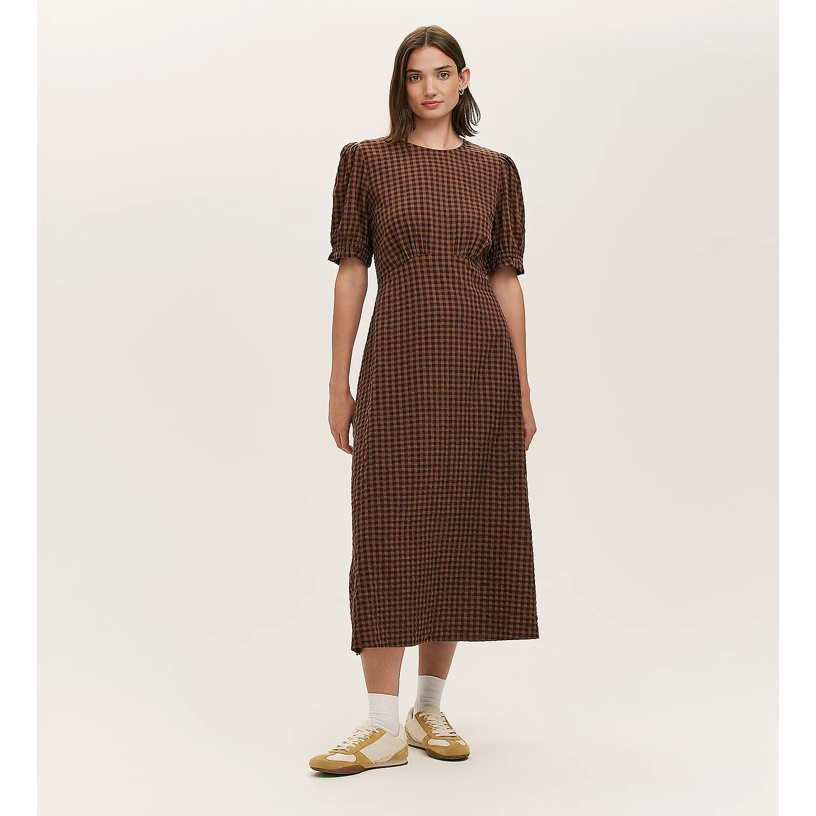 Finery London Mela Seersucker Midi Dress Petite