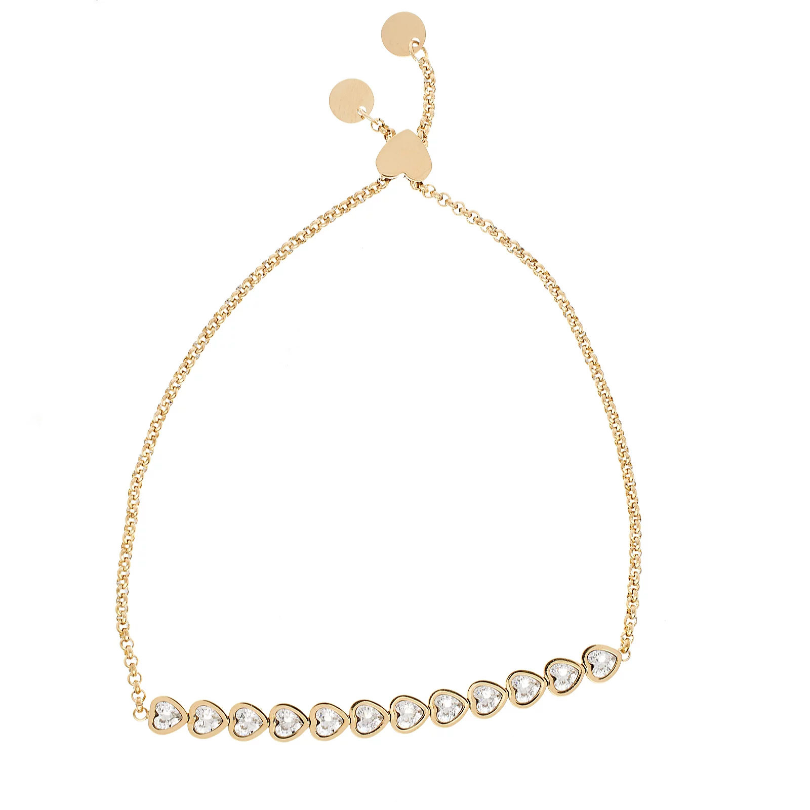 Steel by Diamonique Heart Bezel Set Bracelet Stainless Steel