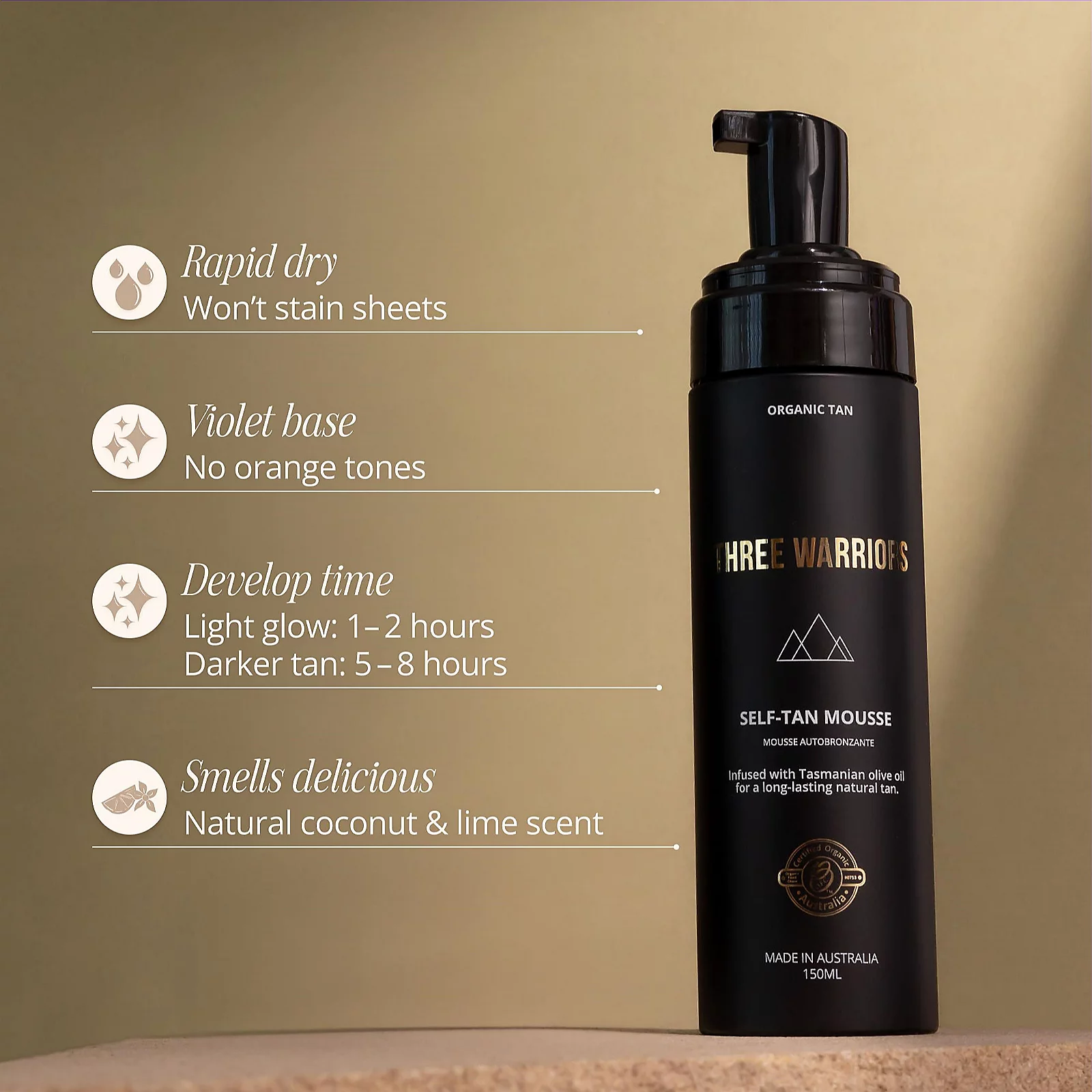 Three Warriors Self-Tanning Mousse 150ml